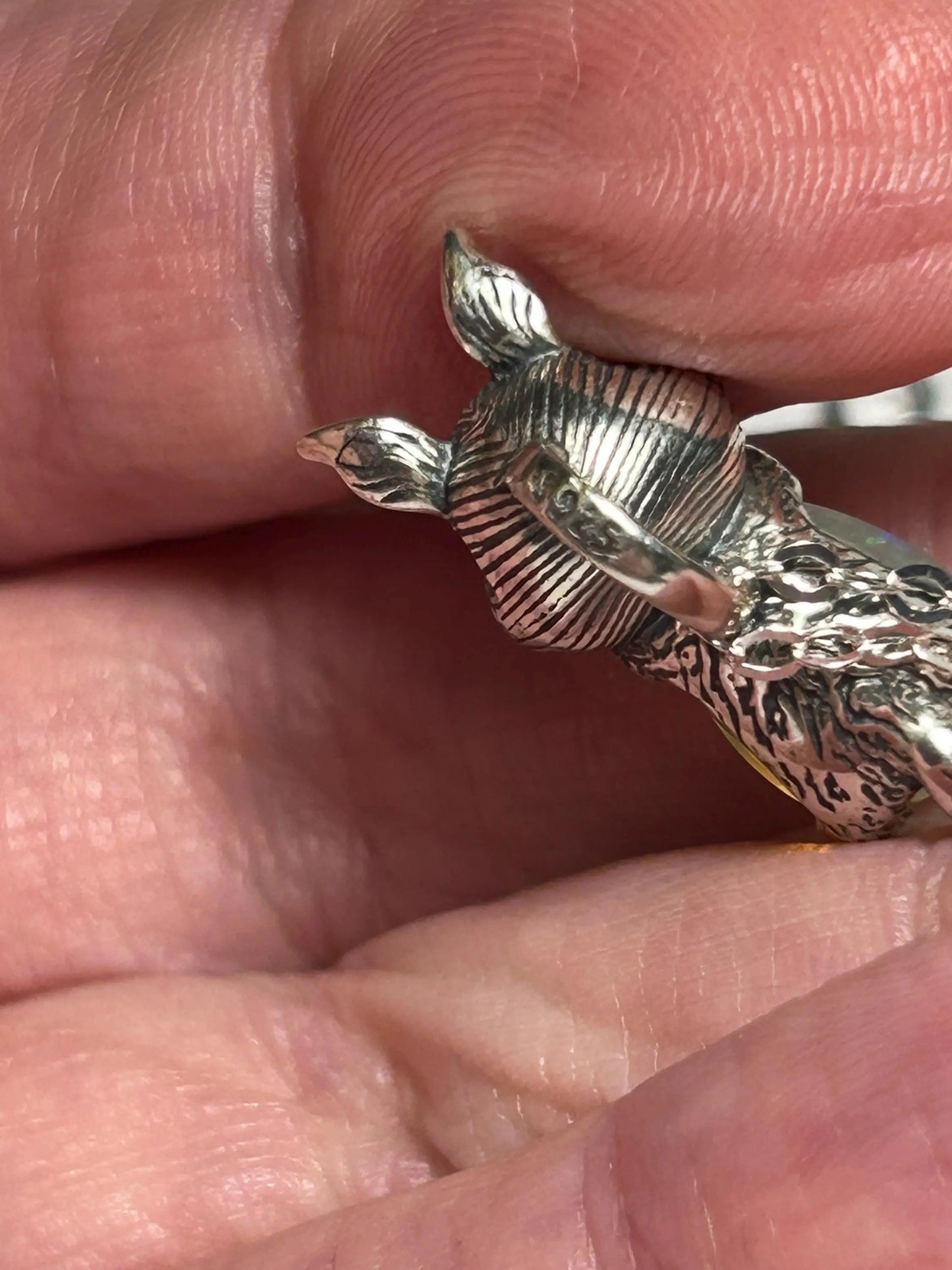 Rabbit Pendant with Opal Gemstone • 925 Sterling Silver • Gift Box Celtic Dragon Jewellery