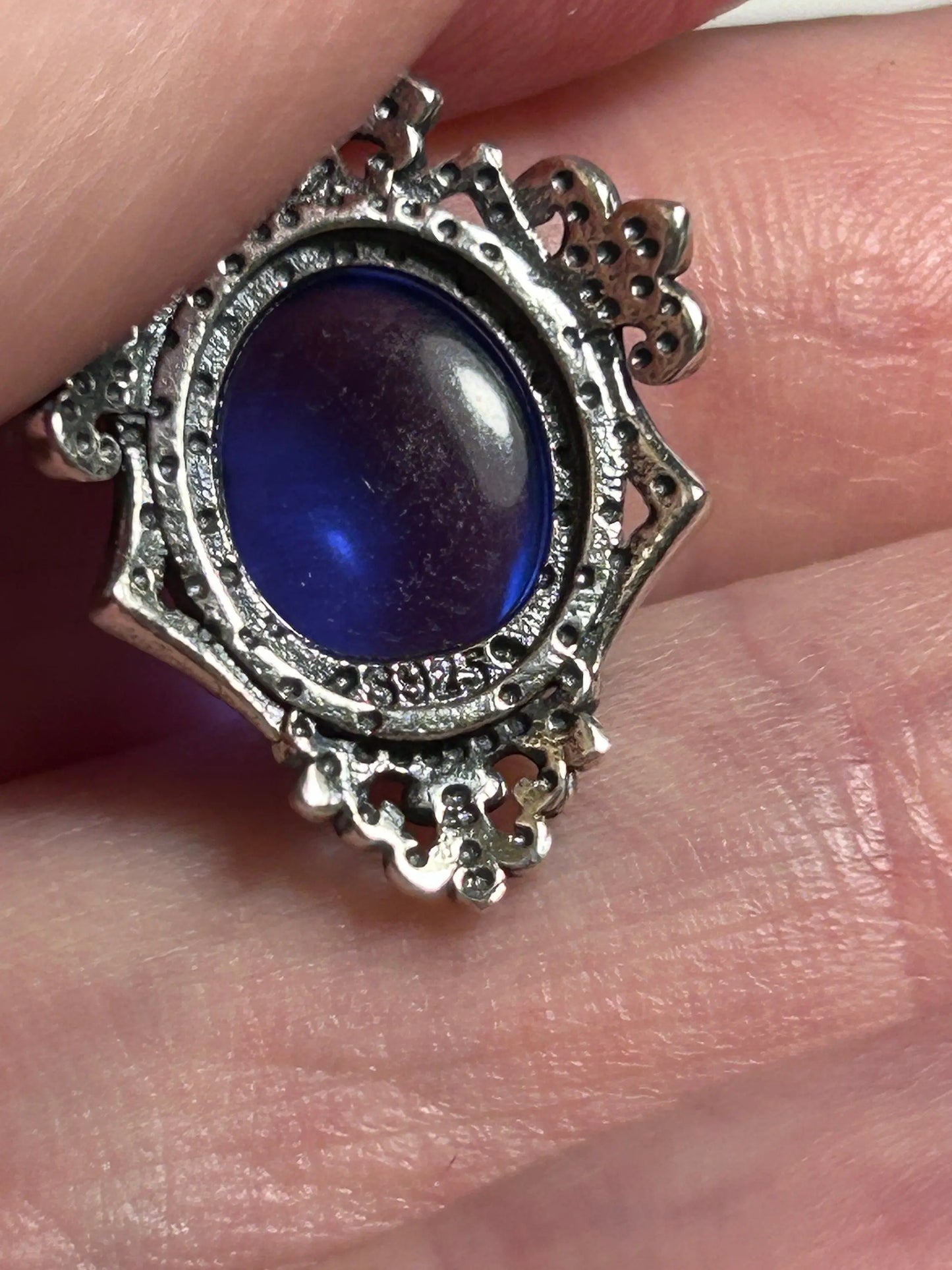 Ornate Pendant with Blue Fluorite Gemstone • 925 Sterling Silver • Gift Box Celtic Dragon Jewellery