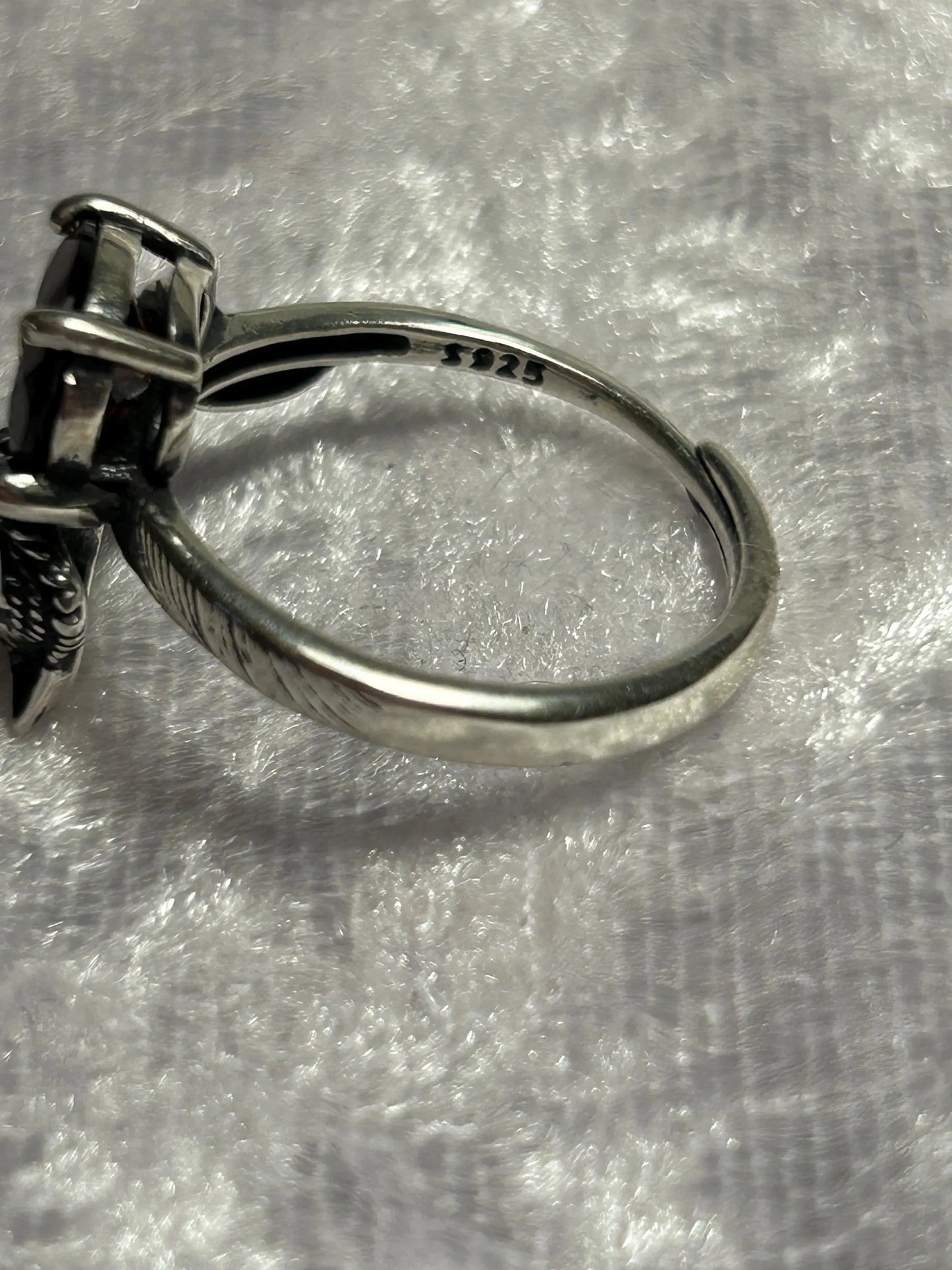 Fox Ring with Garnet Gemstone • 925 Sterling Silver • Adjustable • Gift Box Celtic Dragon Jewellery