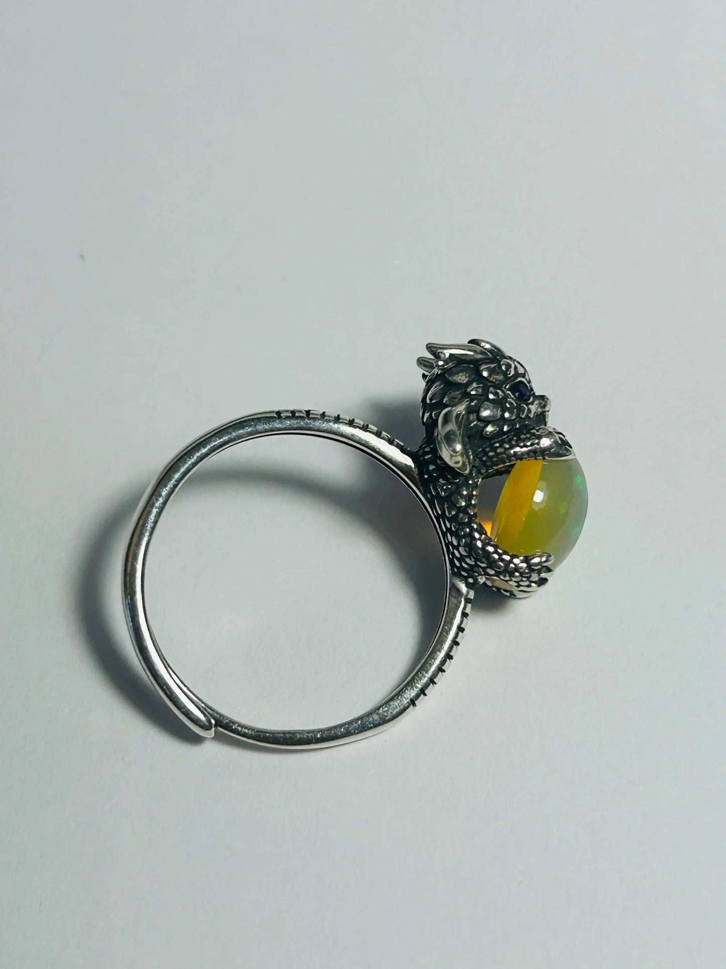 Baby Dragon Ring with Opal Gemstone • 925 Sterling Silver • Adjustable • Gift box Celtic Dragon Jewellery