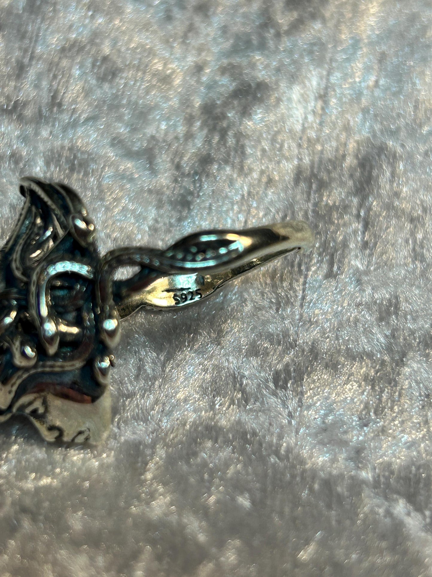 Mythical Medusa Ring with Blue Topaz & Amethyst Gemstones • 925 Sterling Silver • Adjustable • Gift box
