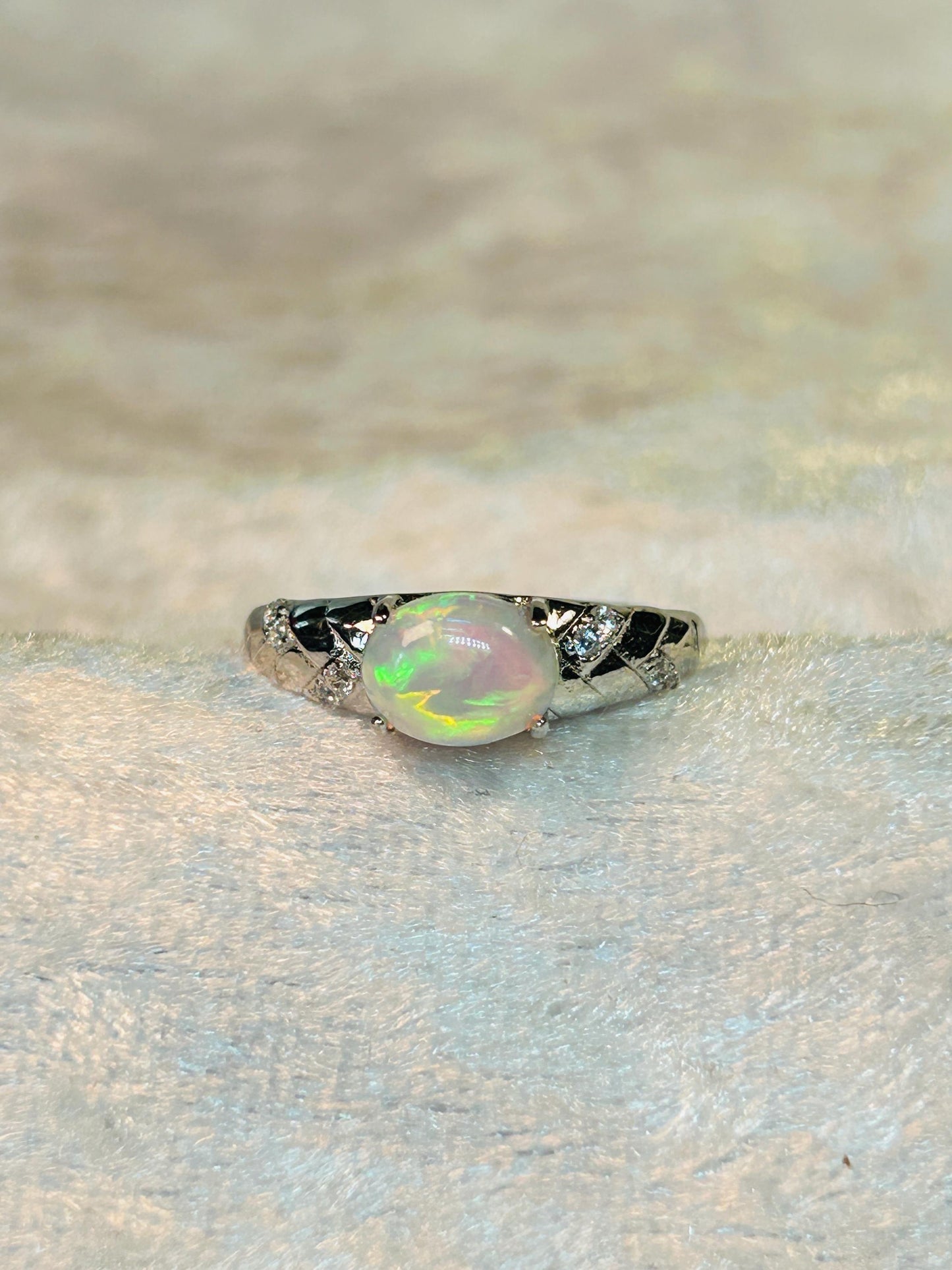 Rainbow Opal Ring • 925 Sterling Silver • Adjustable • Gift Box