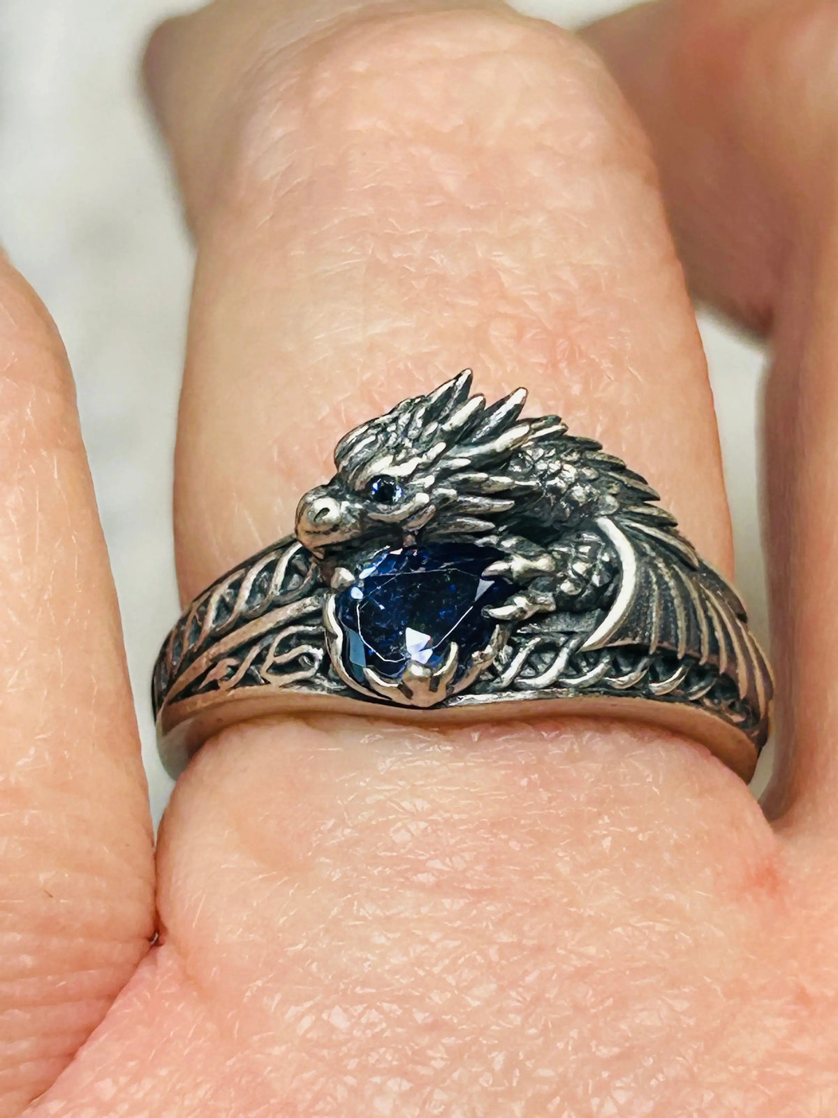 Sterling Silver Dragon Ring - Celtic Dragon Jewellery