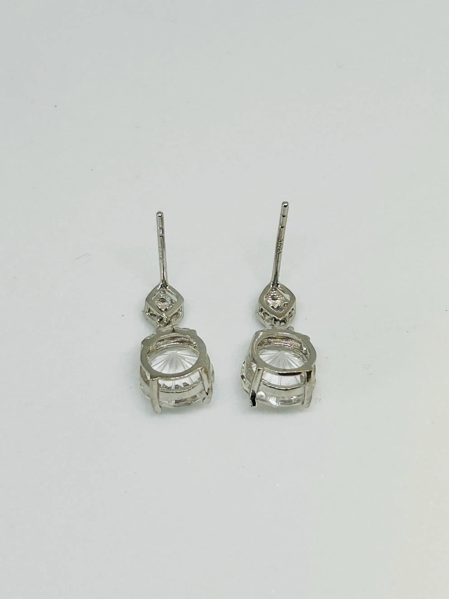 Crystal Dropper Earrings with Clear Quartz Gemstone & CZ Accents • 925 Sterling Silver • Gift Box Celtic Dragon Jewellery
