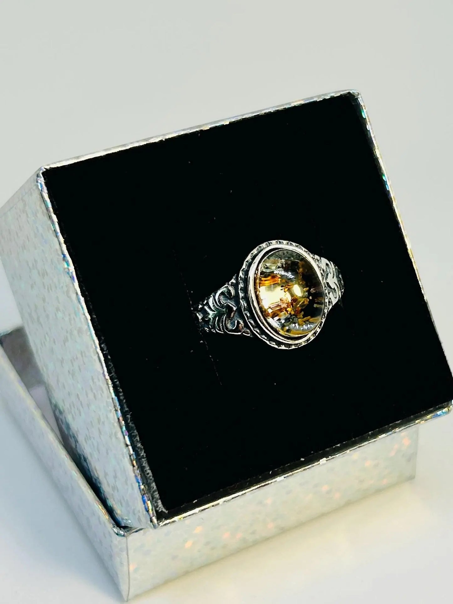 Oval Crystal Ring with Garden Quartz Gemstone • 925 Sterling Silver • Adjustable • Gift Box Celtic Dragon Jewellery