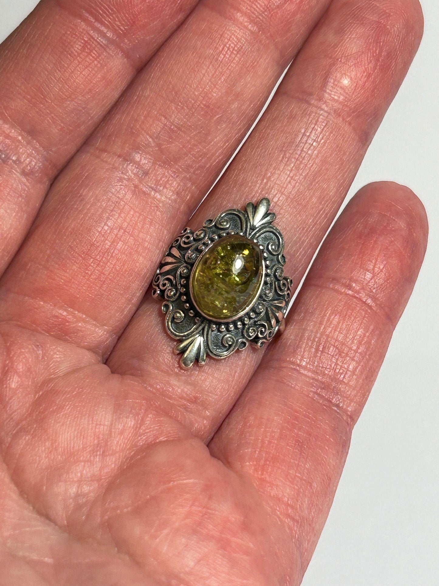 Tsavorite Garnet Ring • 925 Sterling Silver • Adjustable • Gift Box