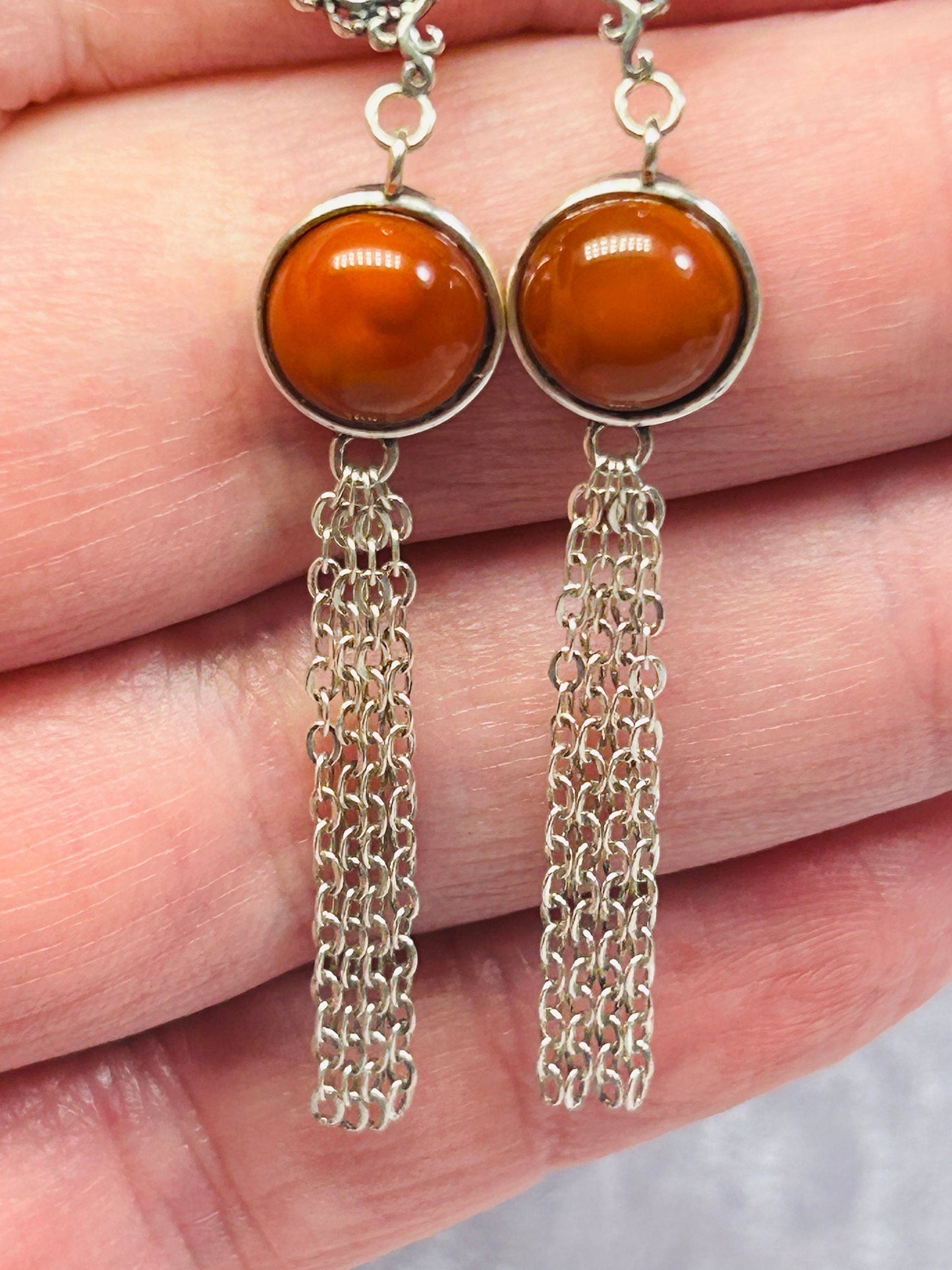 Mythical Phoenix Dropper Earrings with Red Agate Gemstones • 925 Sterling Silver • Gift Box