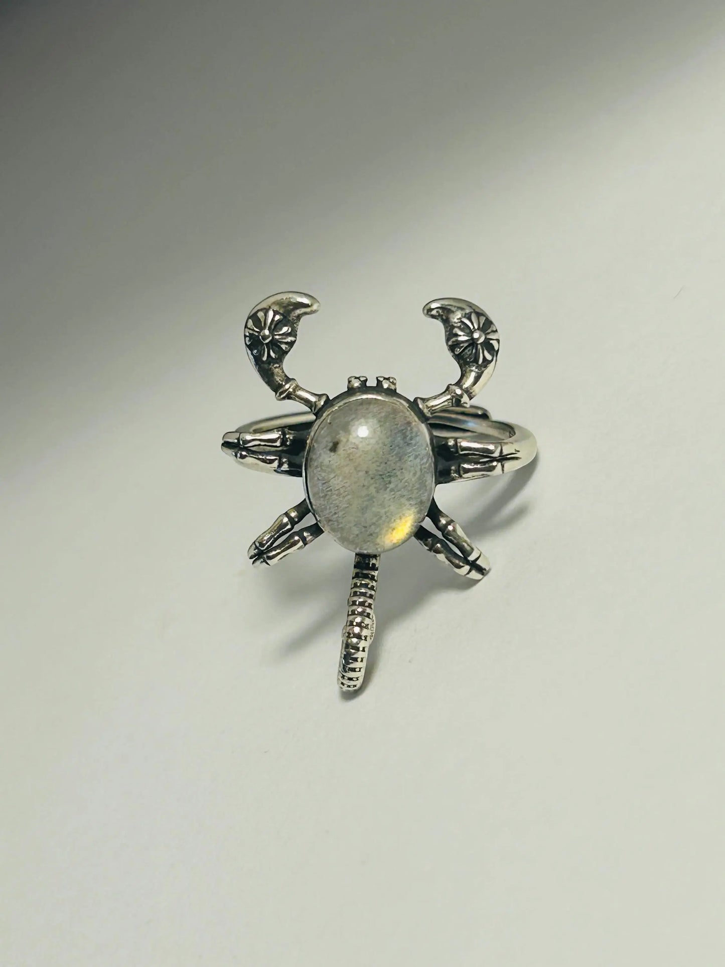 Scorpion Ring with Labradorite Gemstone • 925 Sterling Silver • Adjustable • Gift box Celtic Dragon Jewellery