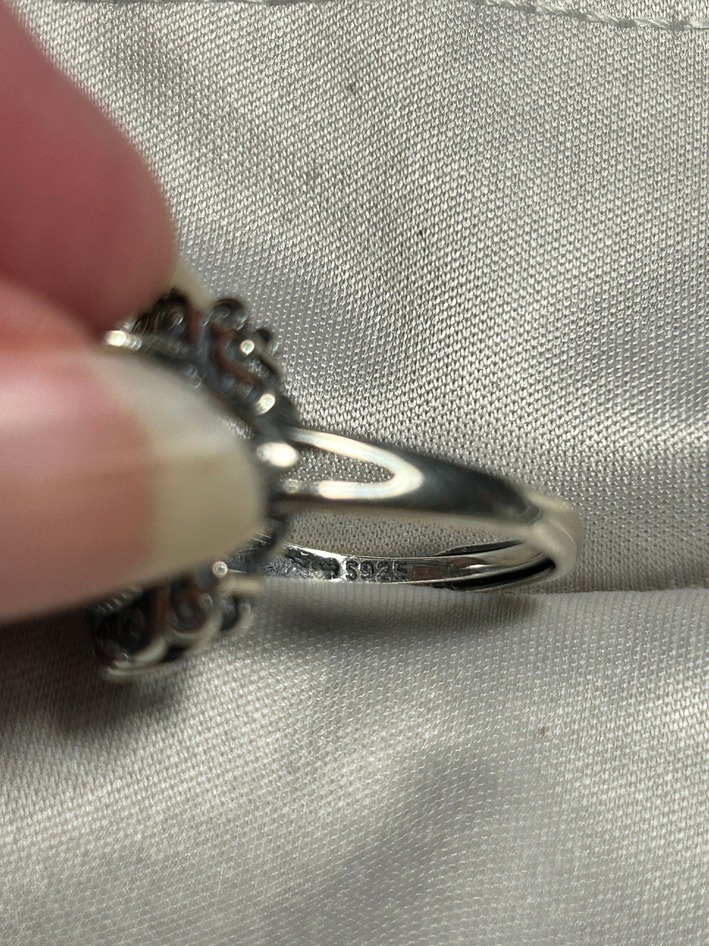Clear Quartz Ring in 925 Sterling Silver - Adjustable Filigree Victorian Goth Jewellery Celtic Dragon Jewellery