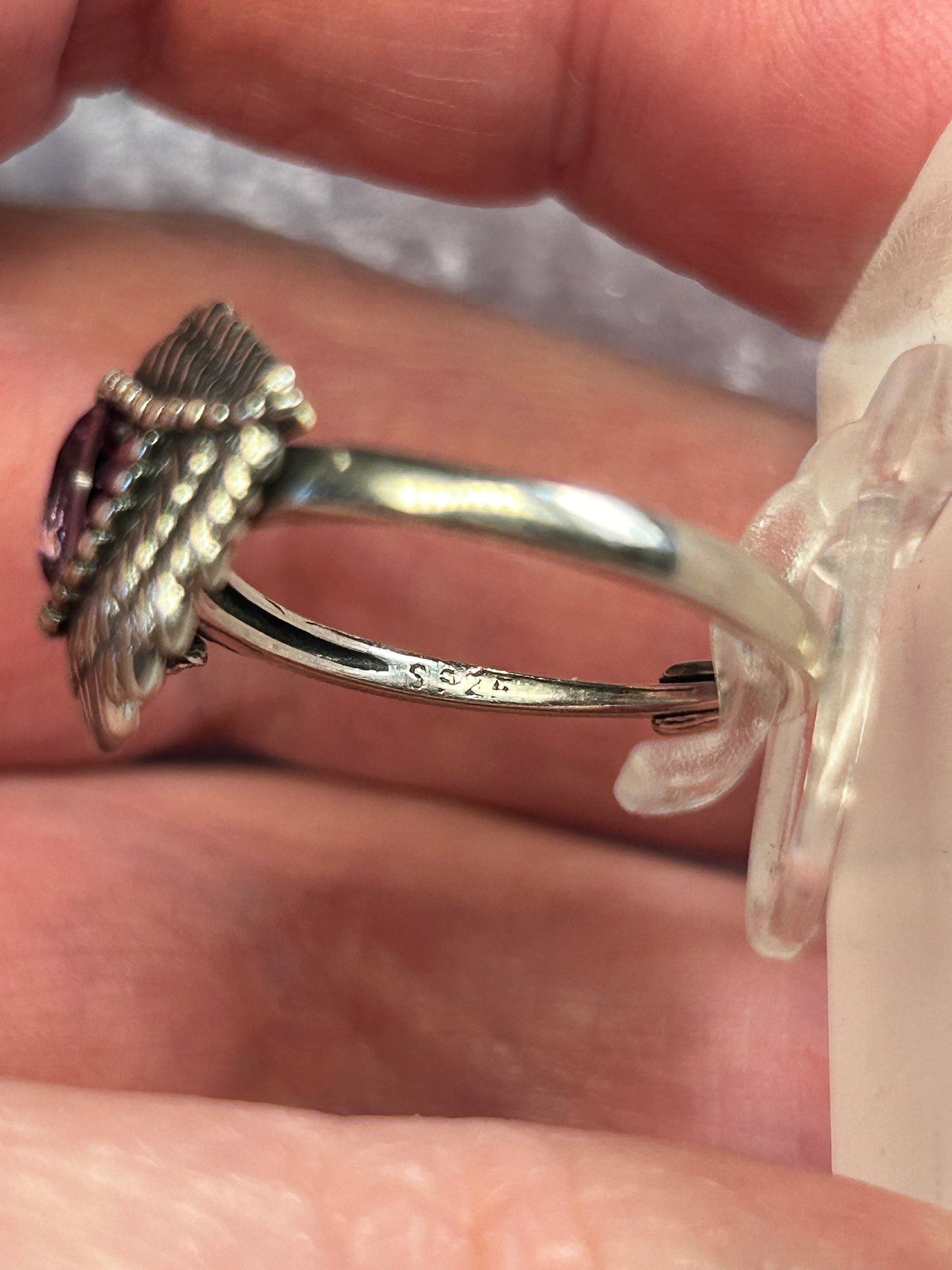 Evil Eye Ring with Amethyst in 925 Sterling Silver & Adjustable Band Celtic Dragon Jewellery