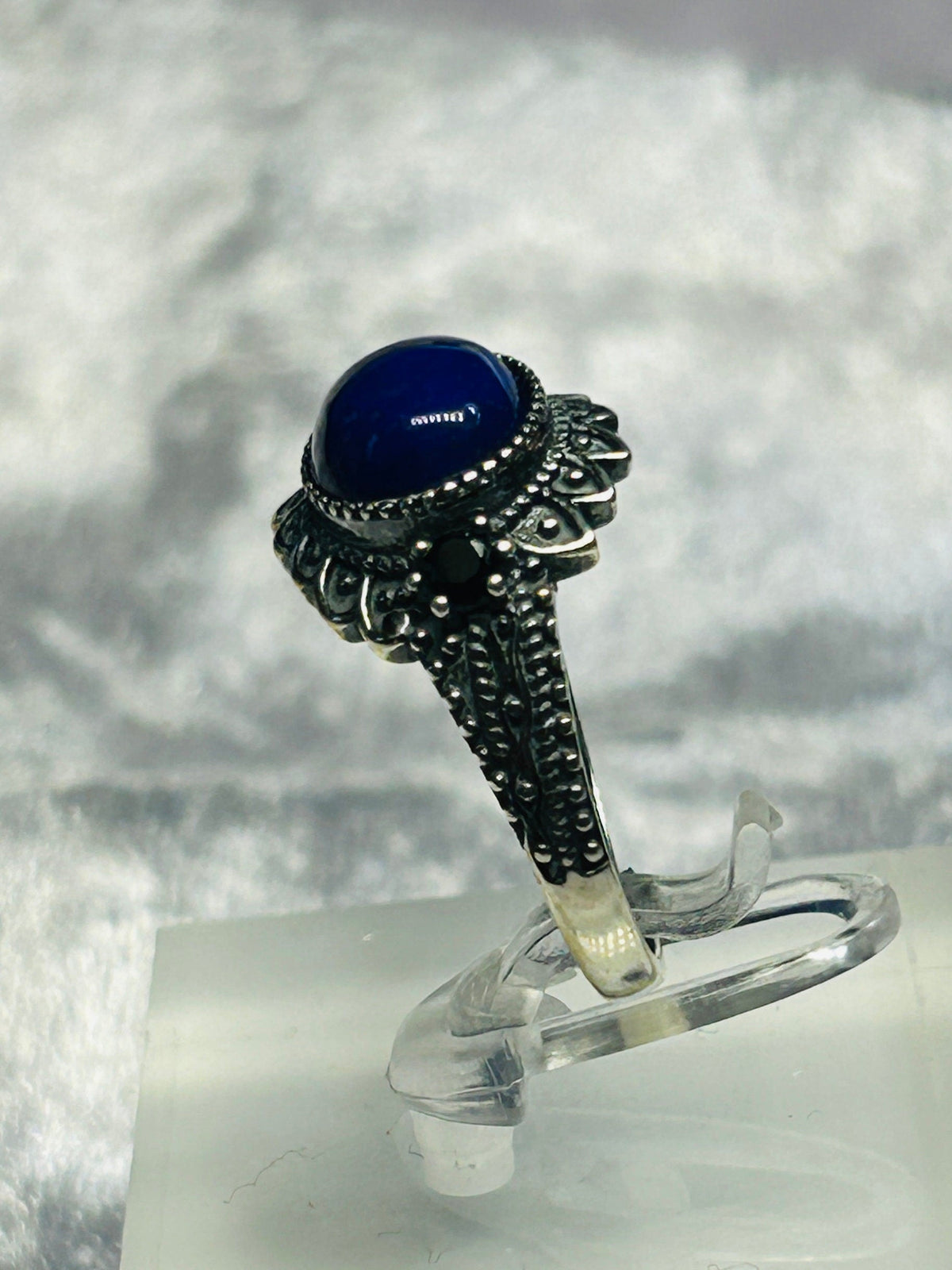 Lapis Lazuli Ring in 925 Sterling Silver with Adjustable Band Celtic Dragon Jewellery