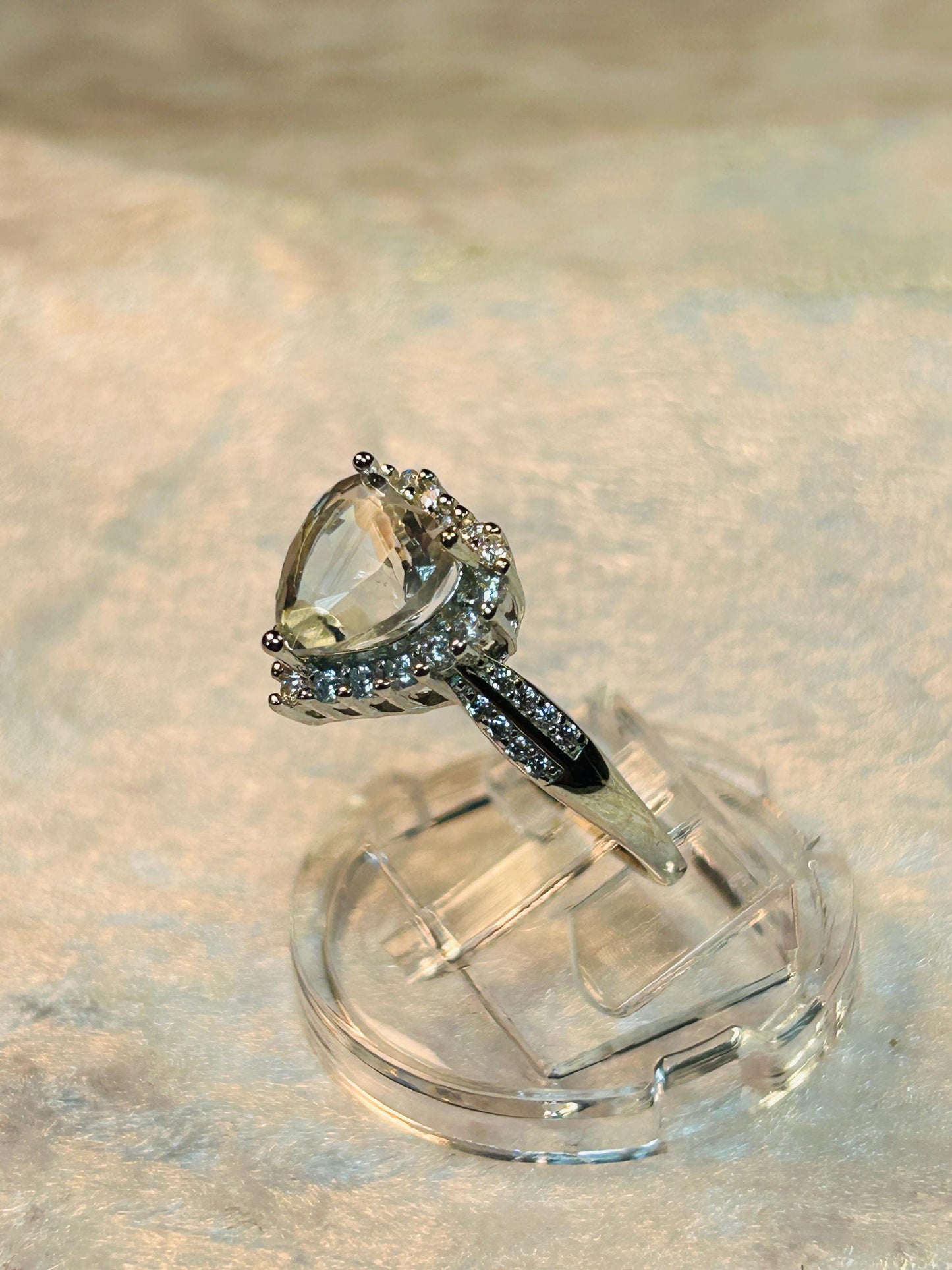 Clear Quartz Heart Ring in 925 Sterling Silver - Adjustable Romantic Jewellery Celtic Dragon Jewellery