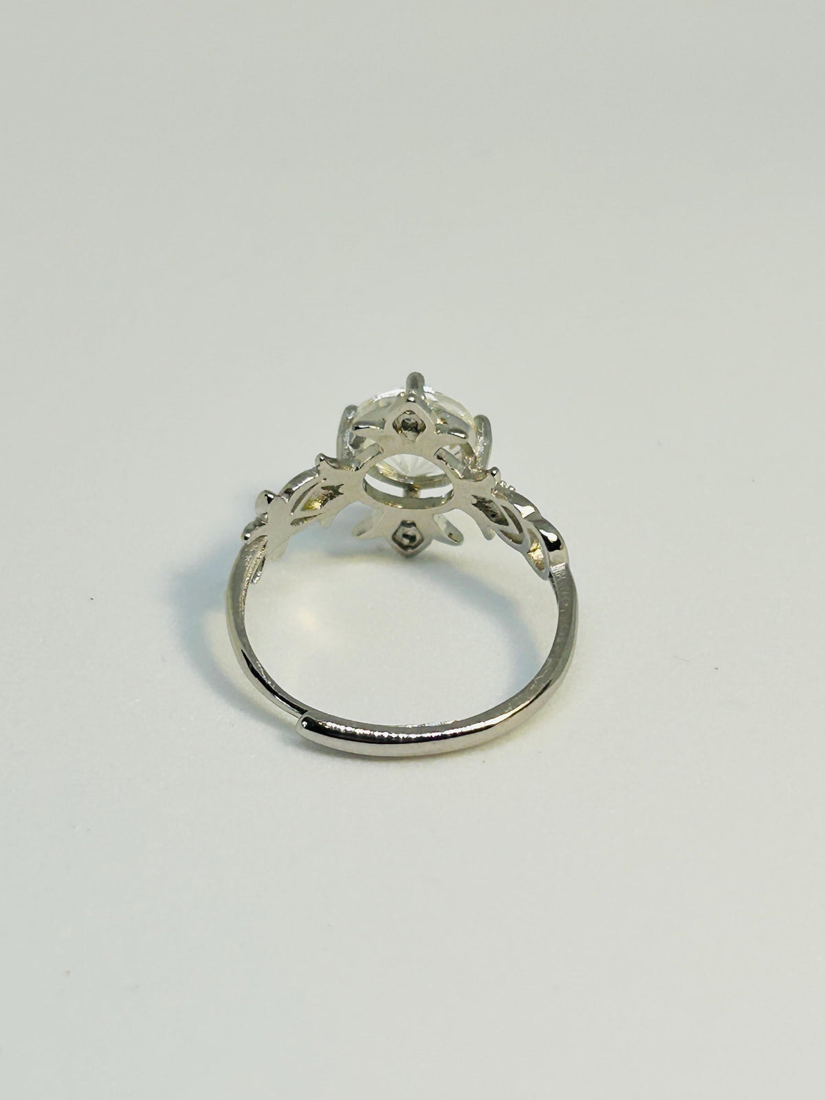 Fleur De Lys Ring with Clear Quartz in 925 Sterling Silver - Adjustable Statement Jewellery Celtic Dragon Jewellery