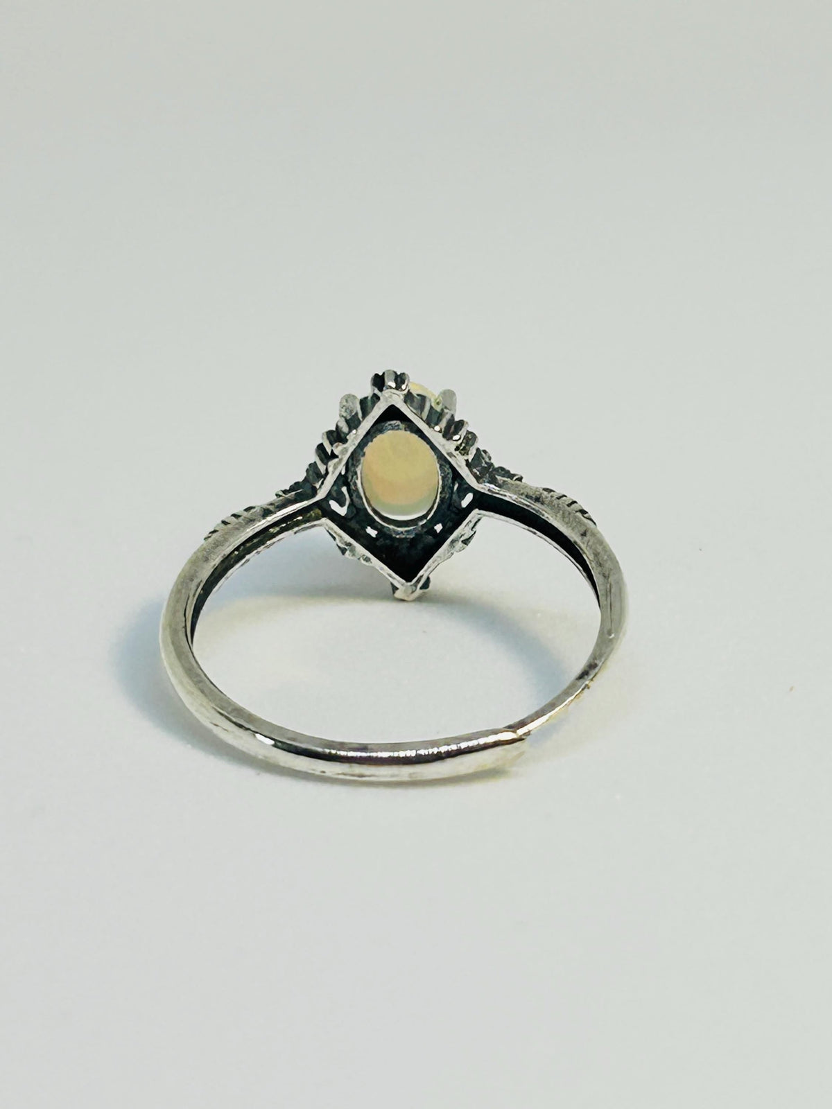Fleur De Lys Ring with Opal in 925 Sterling Silver - Adjustable Statement Jewellery Celtic Dragon Jewellery