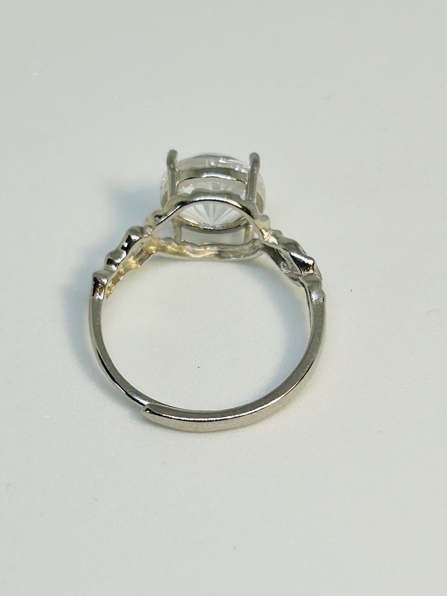 Clear Quartz Ring in 925 Sterling Silver - Adjustable Clear Gemstone Jewellery