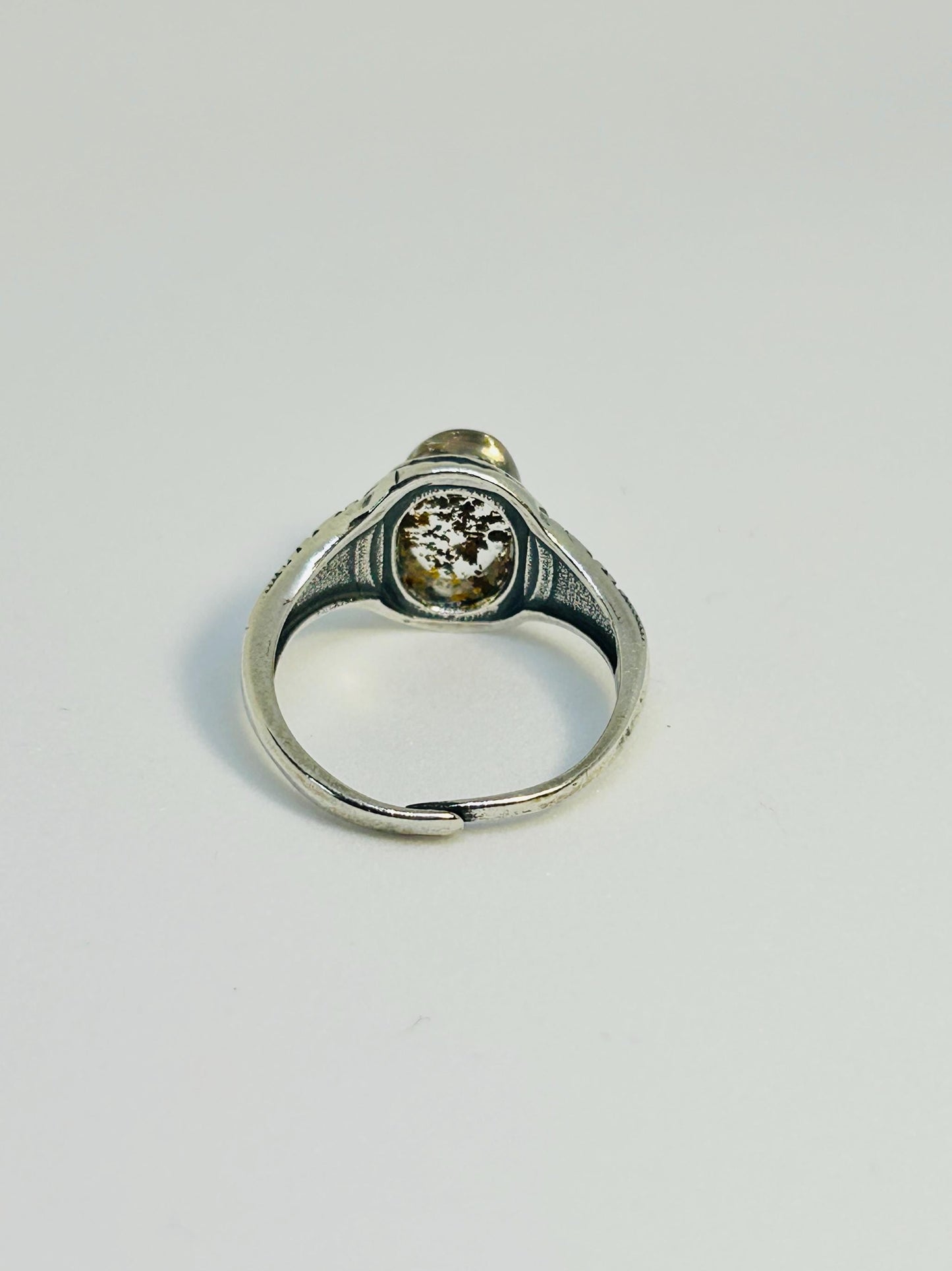 Garden Quartz Ring in 925 Sterling Silver - Adjustable Band Celtic Dragon Jewellery