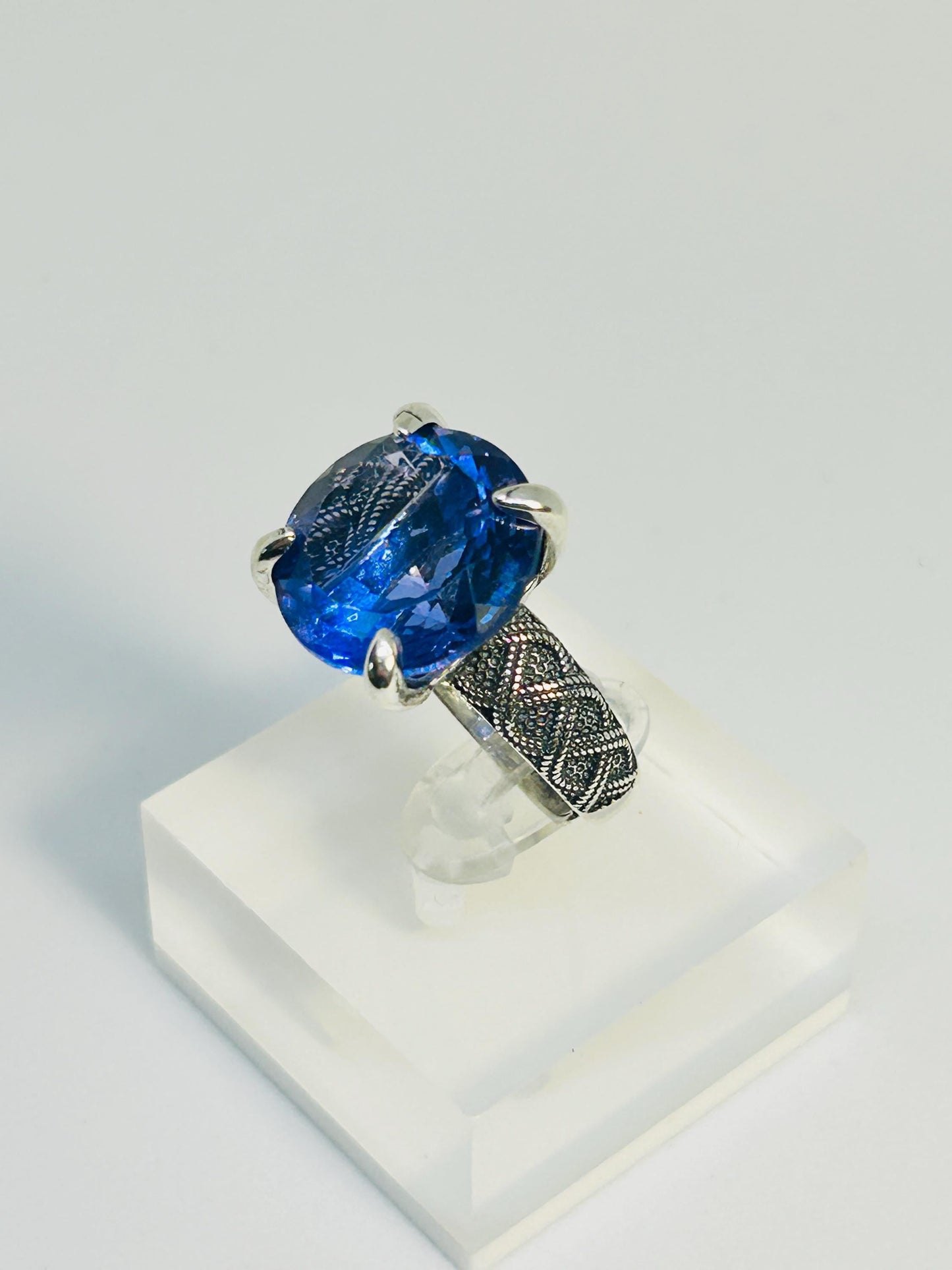 Prong Set Fluorite Ring in 925 Sterling Silver with Adjustable Band Celtic Dragon Jewellery