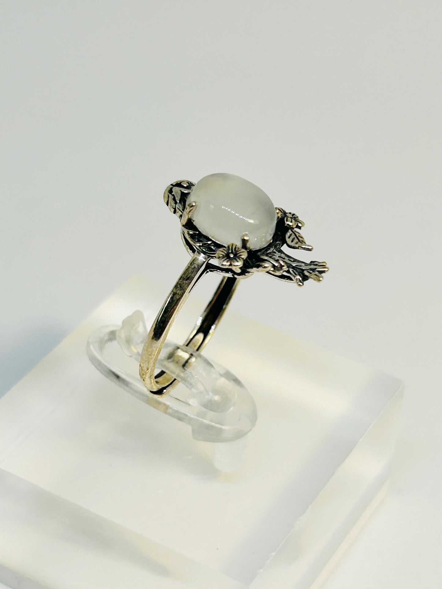 Bird Ring with Moonstone in 925 Sterling Silver & Adjustable Band Celtic Dragon Jewellery