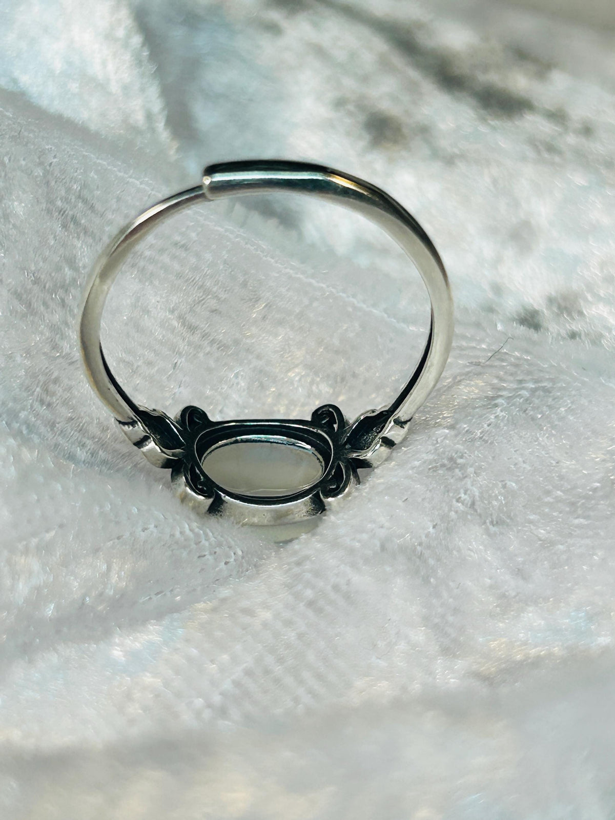 Moonstone Ring in 925 Sterling Silver with Dainty Filigree Style - Adjustable Band Celtic Dragon Jewellery