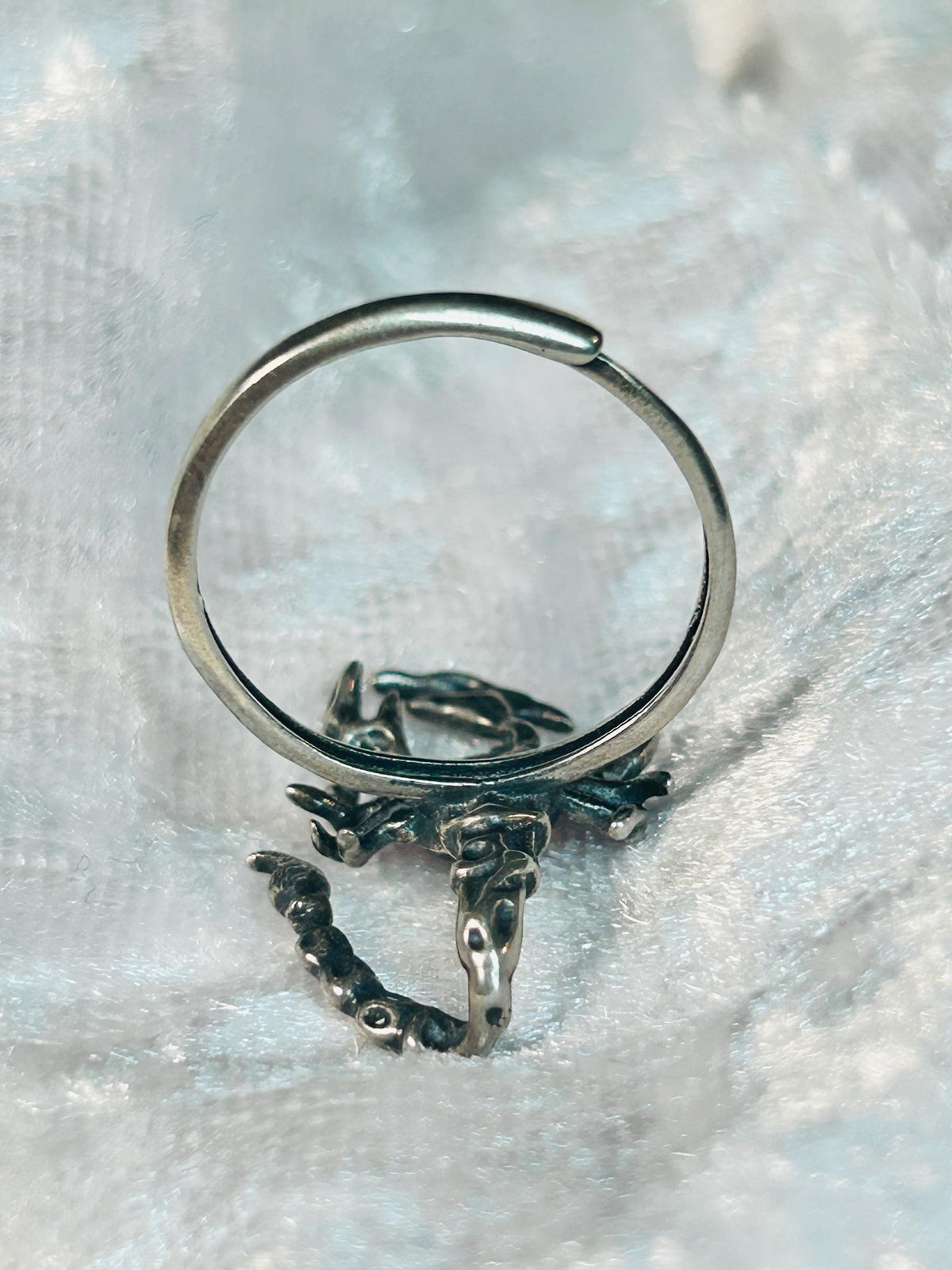 Scorpion Ring with Red Garnet in 925 Sterling Silver - Adjustable Goth Statement Jewellery Celtic Dragon Jewellery
