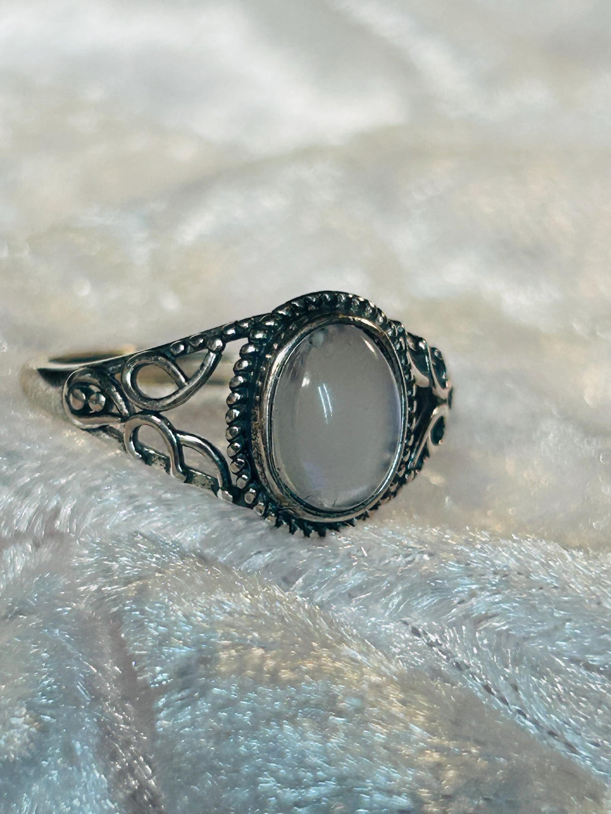 Moonstone Ring in 925 Sterling Silver with Celtic Style & Adjustable Band Celtic Dragon Jewellery