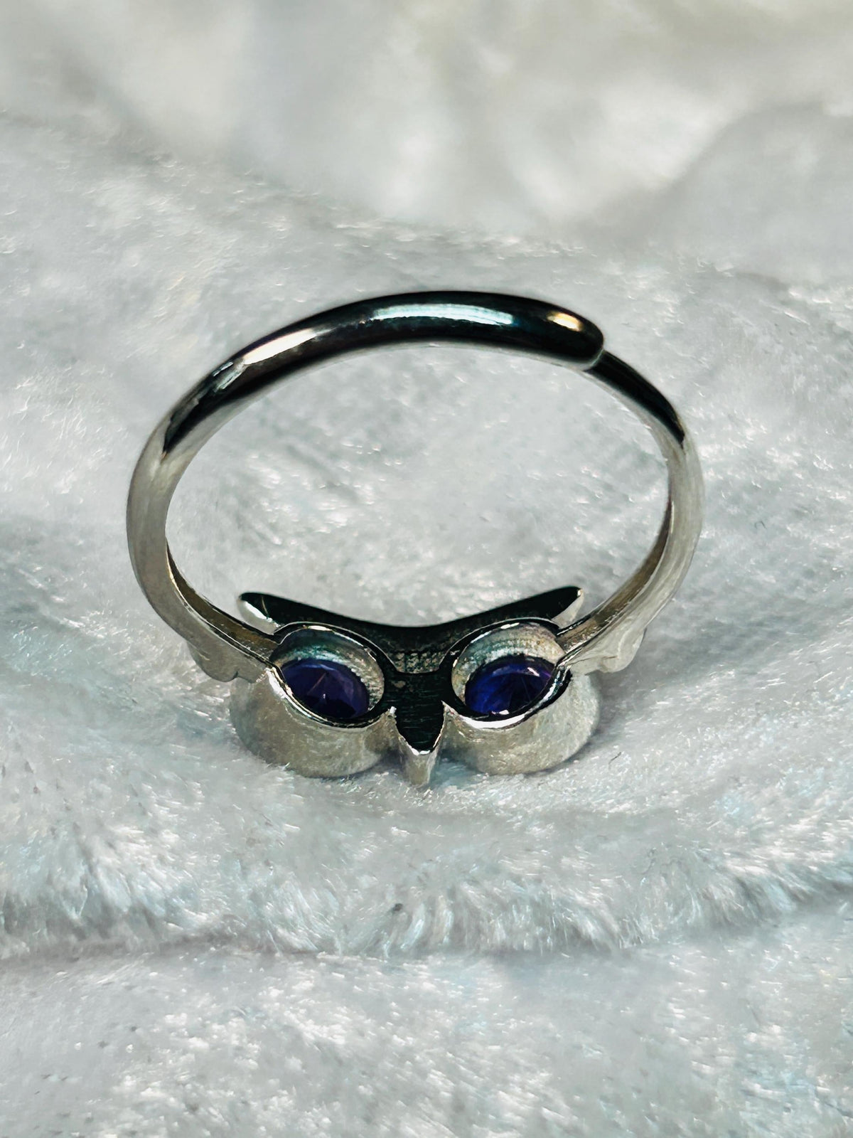 Owl Ring with Amethyst Eyes in 925 Sterling Silver – Adjustable Woodland Gothic Jewellery Celtic Dragon Jewellery