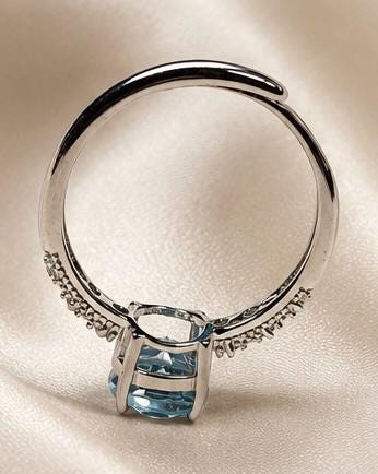 Blue Topaz Ring in 925 Sterling Silver with Adjustable Band Celtic Dragon Jewellery