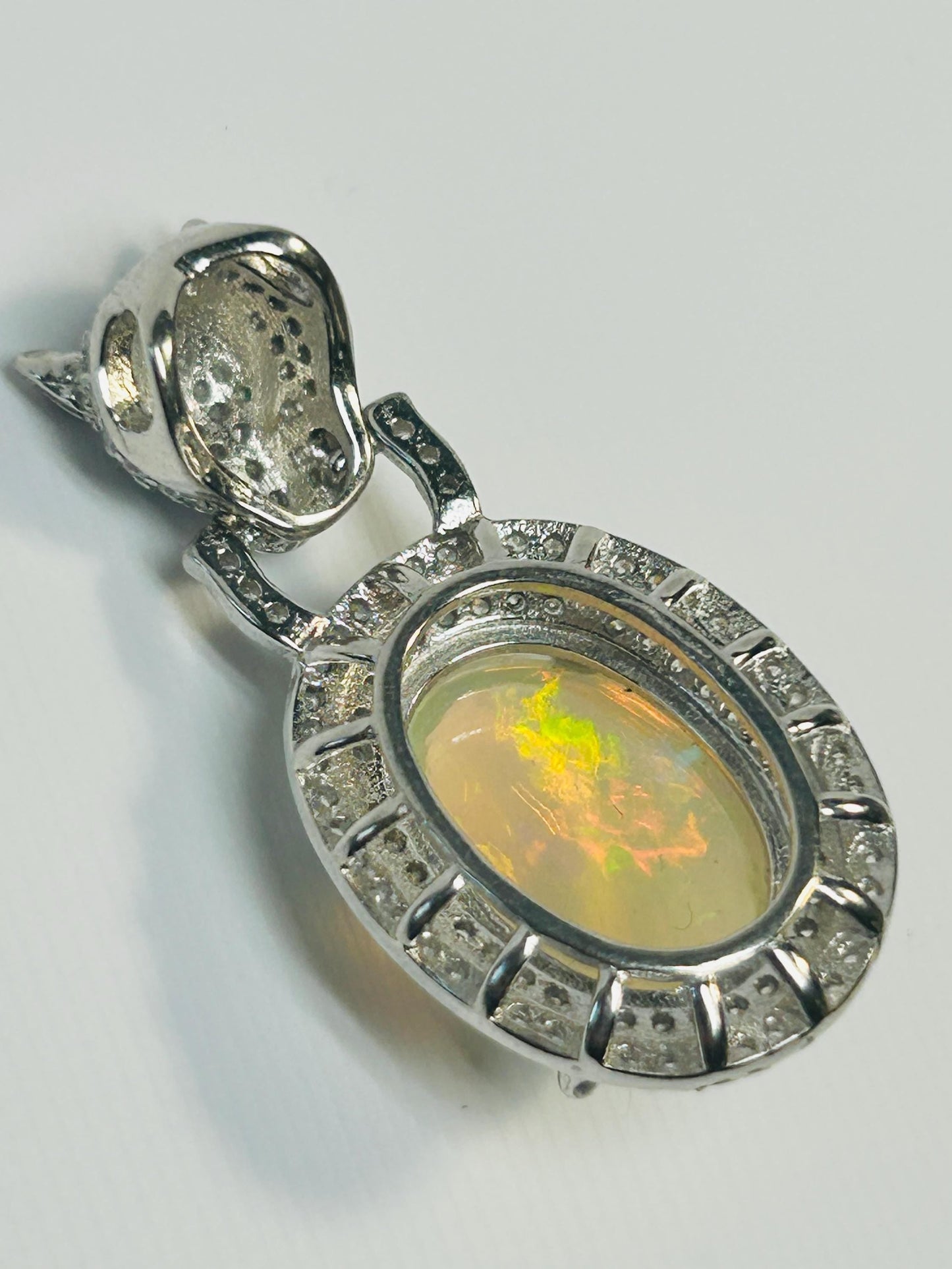 Leopard Pendant with Opal & Pave CZ: 925 Sterling Silver - Iced Out Jewellery Celtic Dragon Jewellery