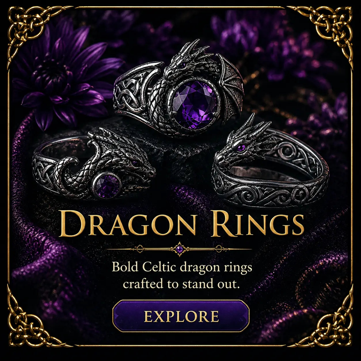 Sterling Silver Dragon Rings