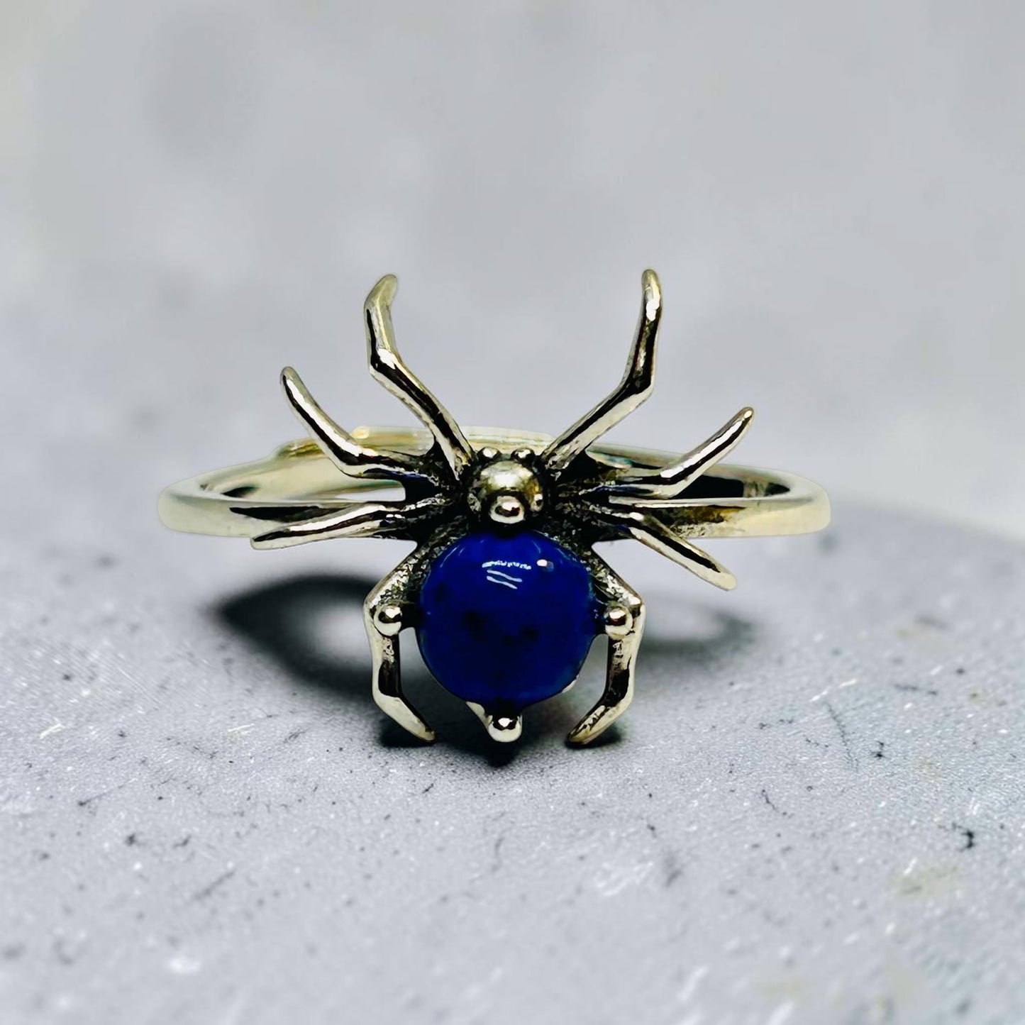 Spider Ring with Lapis Lazuli Gemstone • 925 Sterling Silver • Adjustable • Gift Box