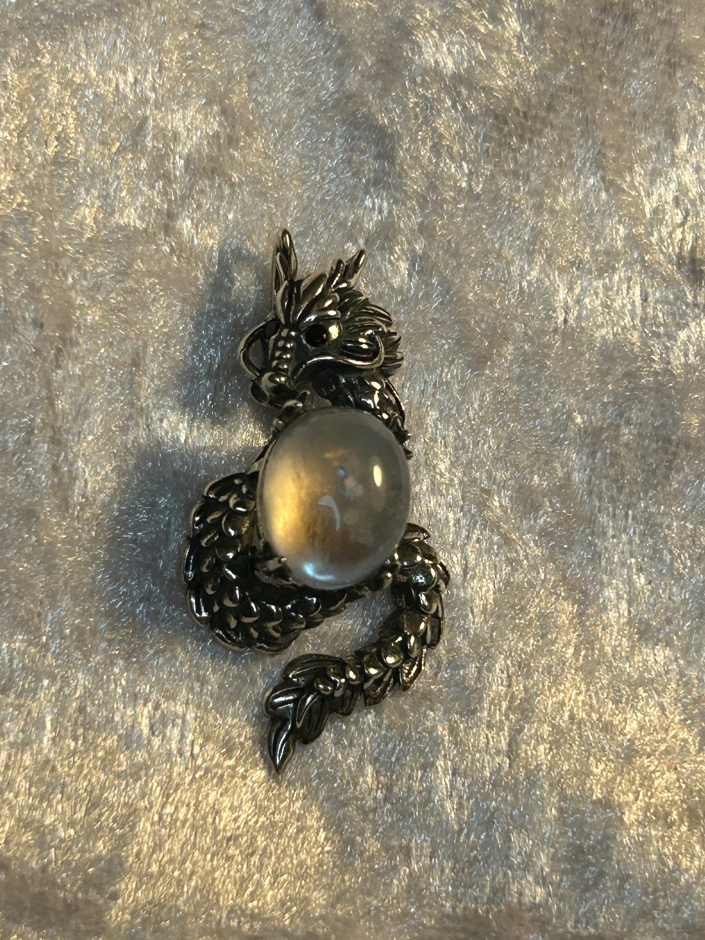 Dragon Pendant Made of 925 Silver With Labradorite Crystal Gemstone - Supplied In Gift Box