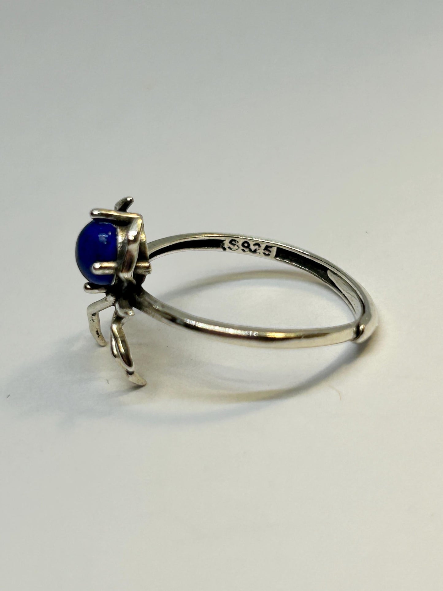 Spider Ring with Lapis Lazuli Gemstone • 925 Sterling Silver • Adjustable • Gift Box