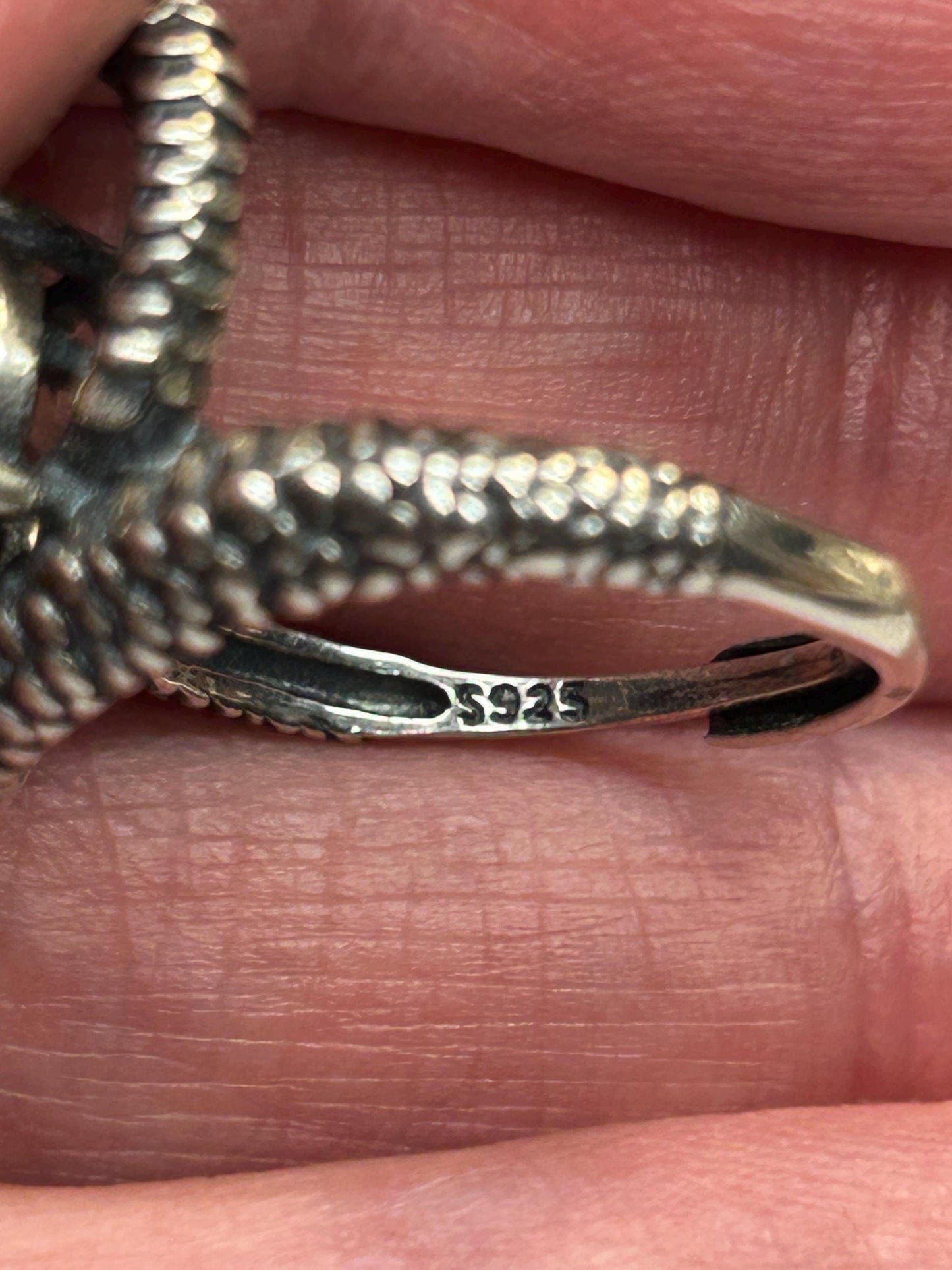 925 Silver Snake Ring with Green Quartz - Adjustable Serpent Jewellery - Gift Boxed
