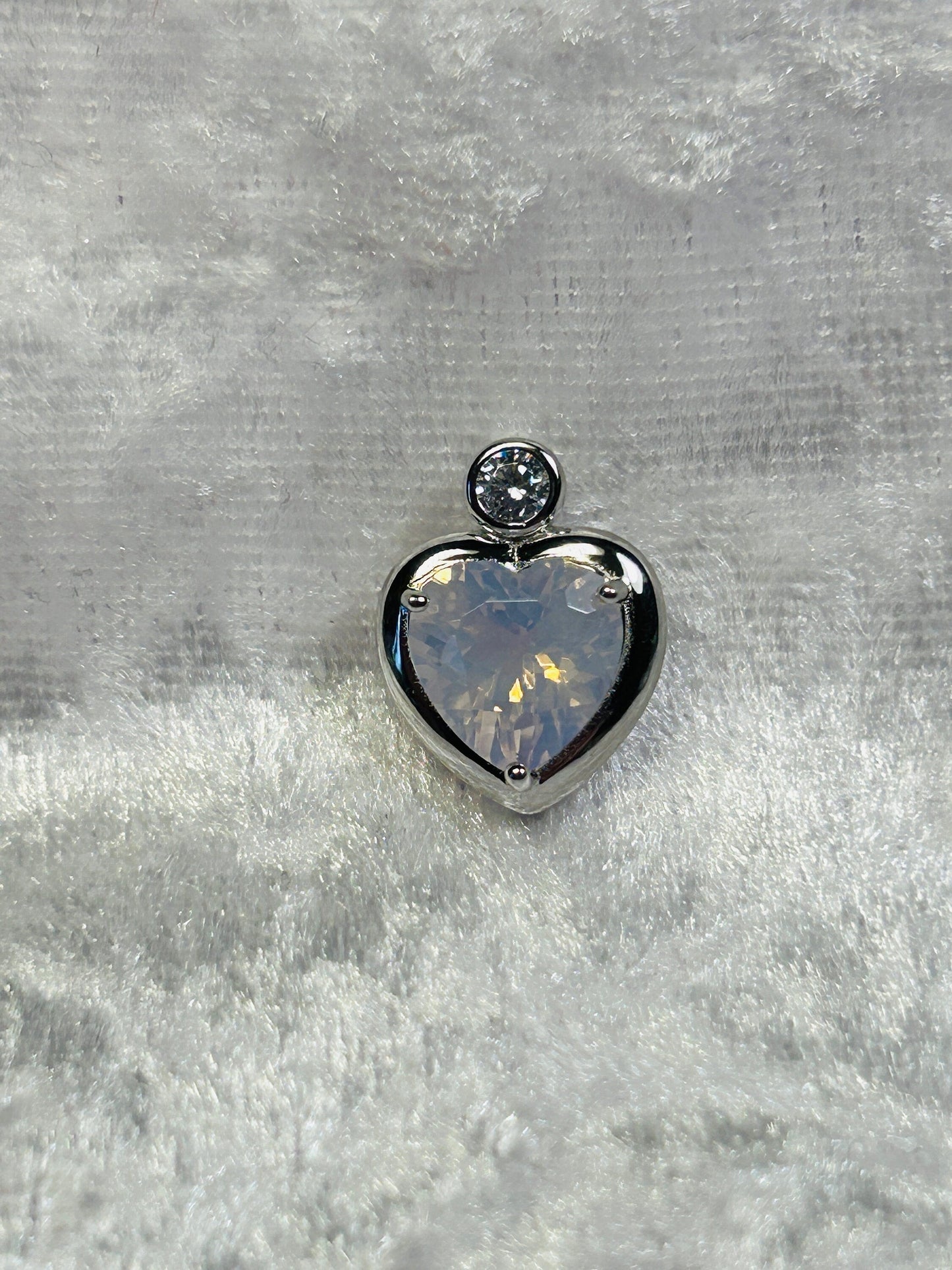 Crystal Heart Pendant with Lavender Amethyst Gemstone • 925 Sterling Silver • CZ Accent • Gift Box