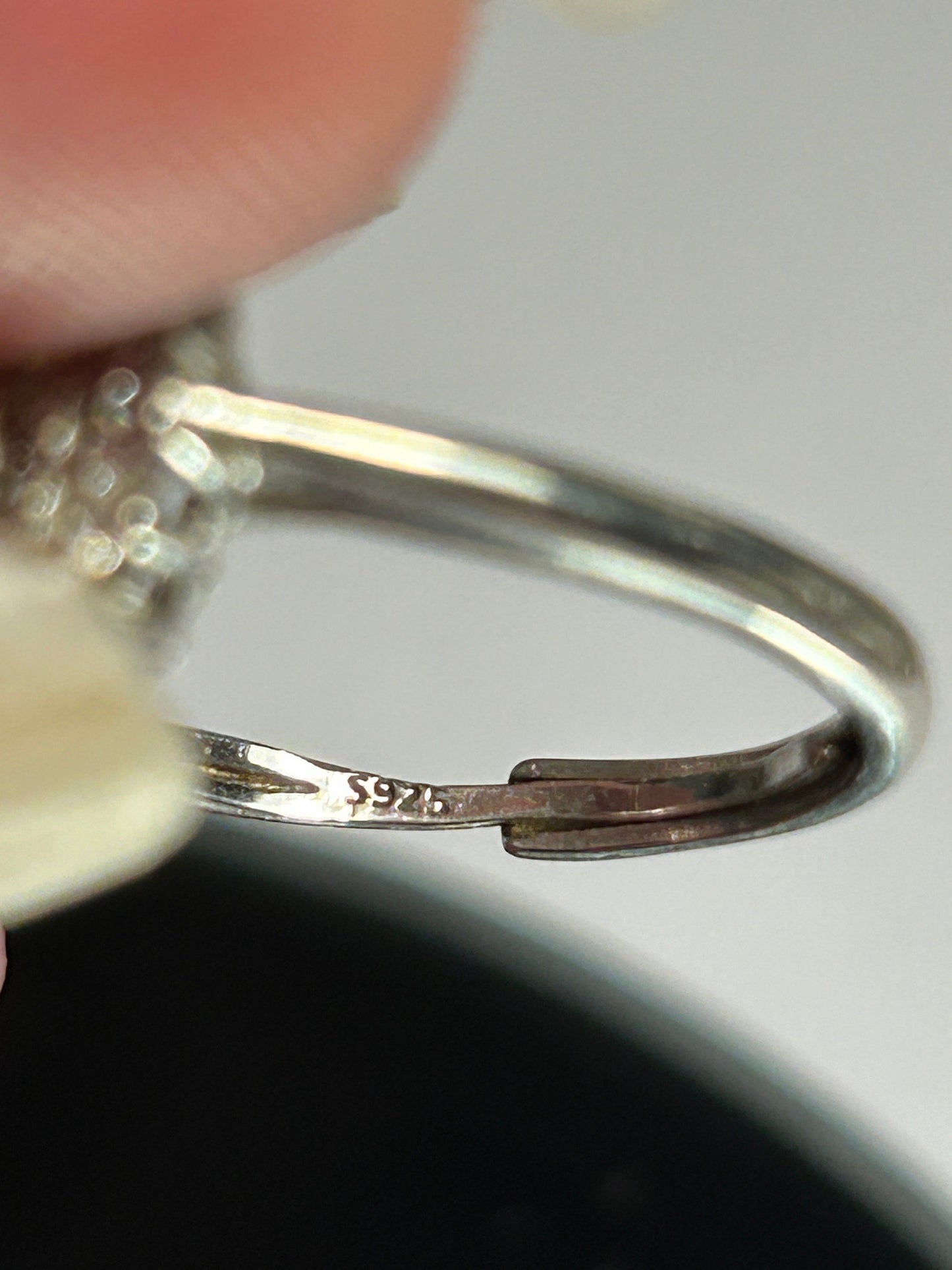 Stunning Rainbow Opal Ring with CZ Surround • 925 Sterling Silver • Adjustable • Gift Box