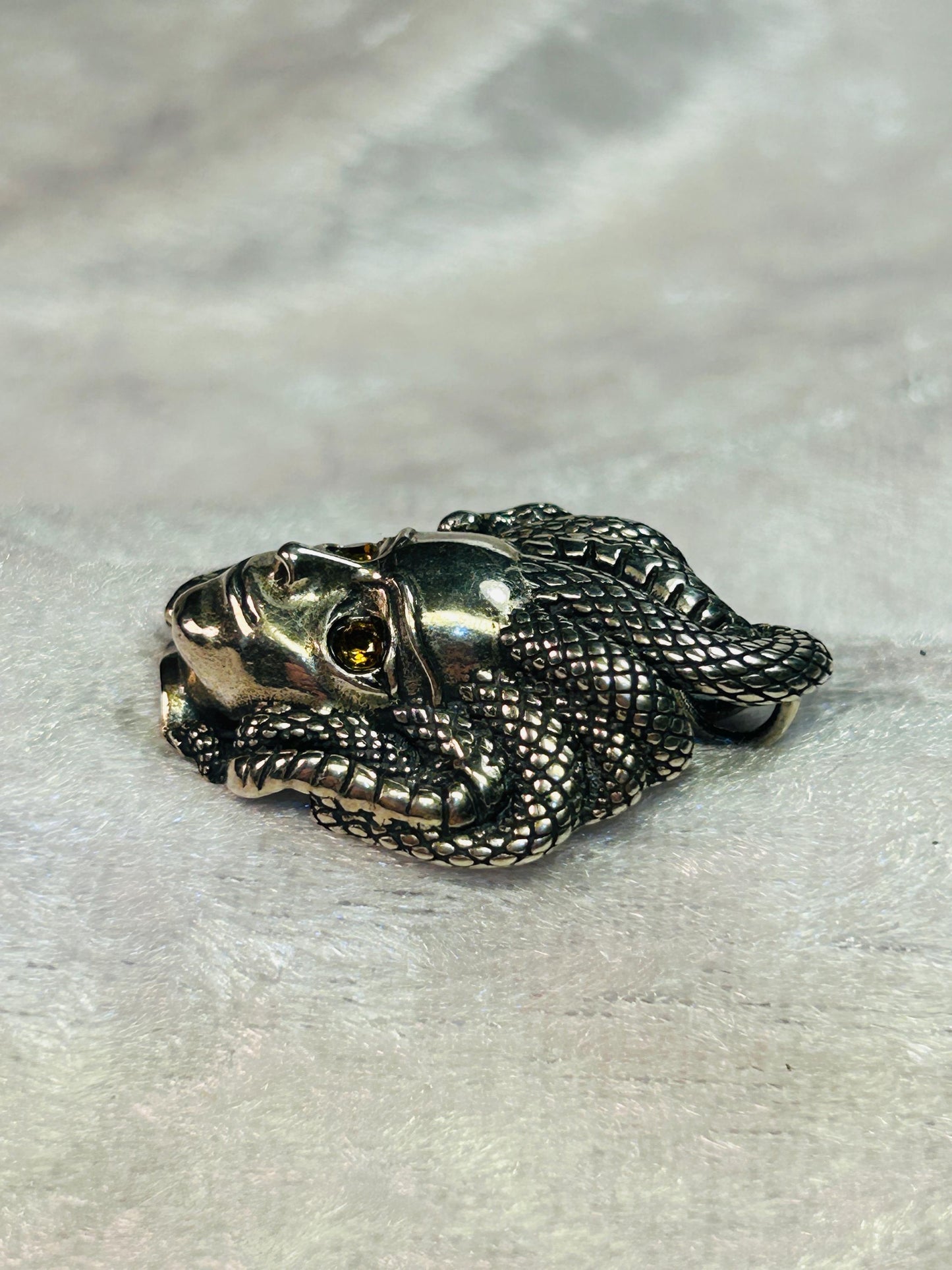 Medusa Pendant with Citrine Gemstones • 925 Sterling Silver • Gift Box