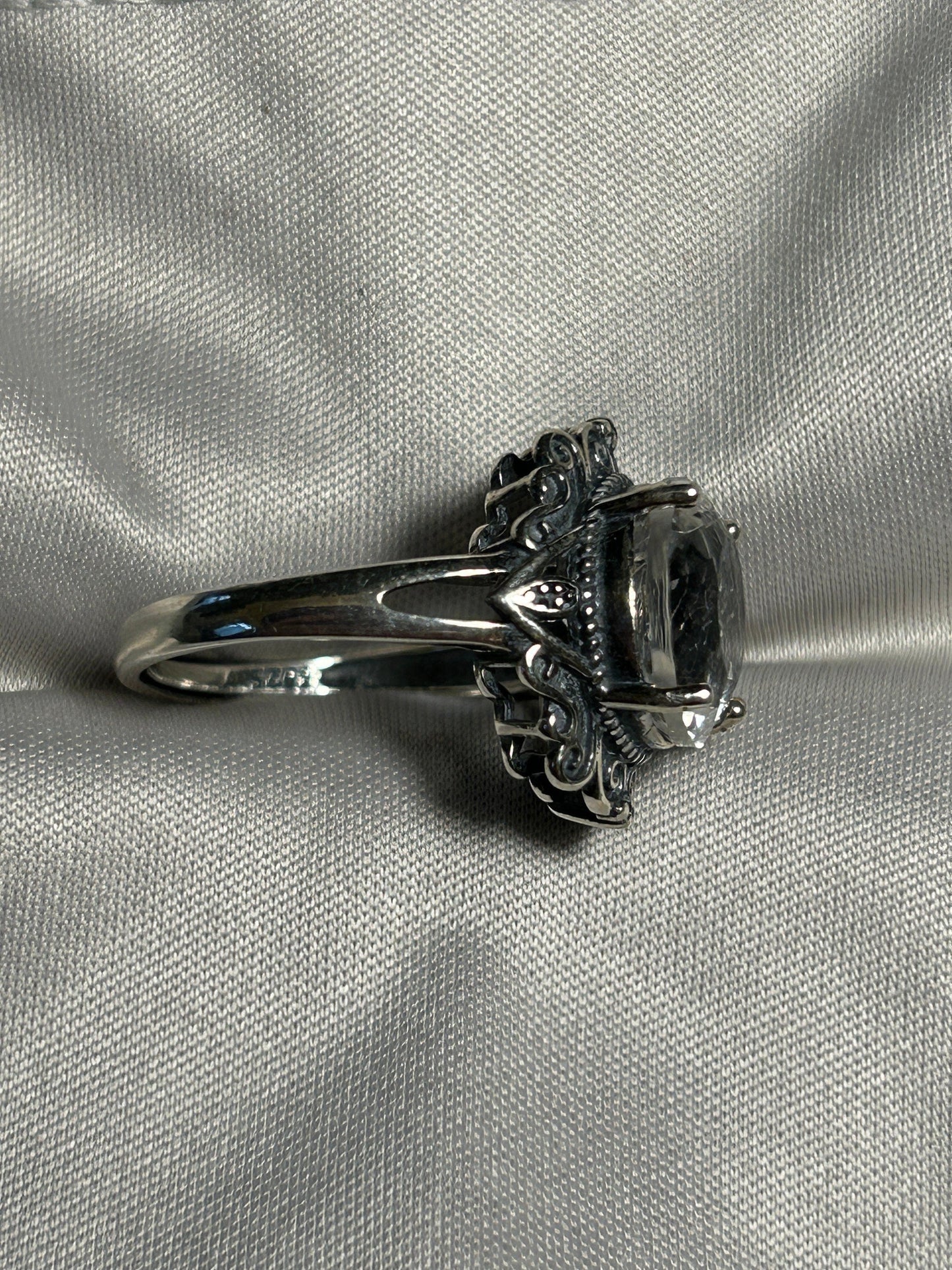 Clear Quartz Ring • 925 Sterling Silver • Adjustable • Gift box