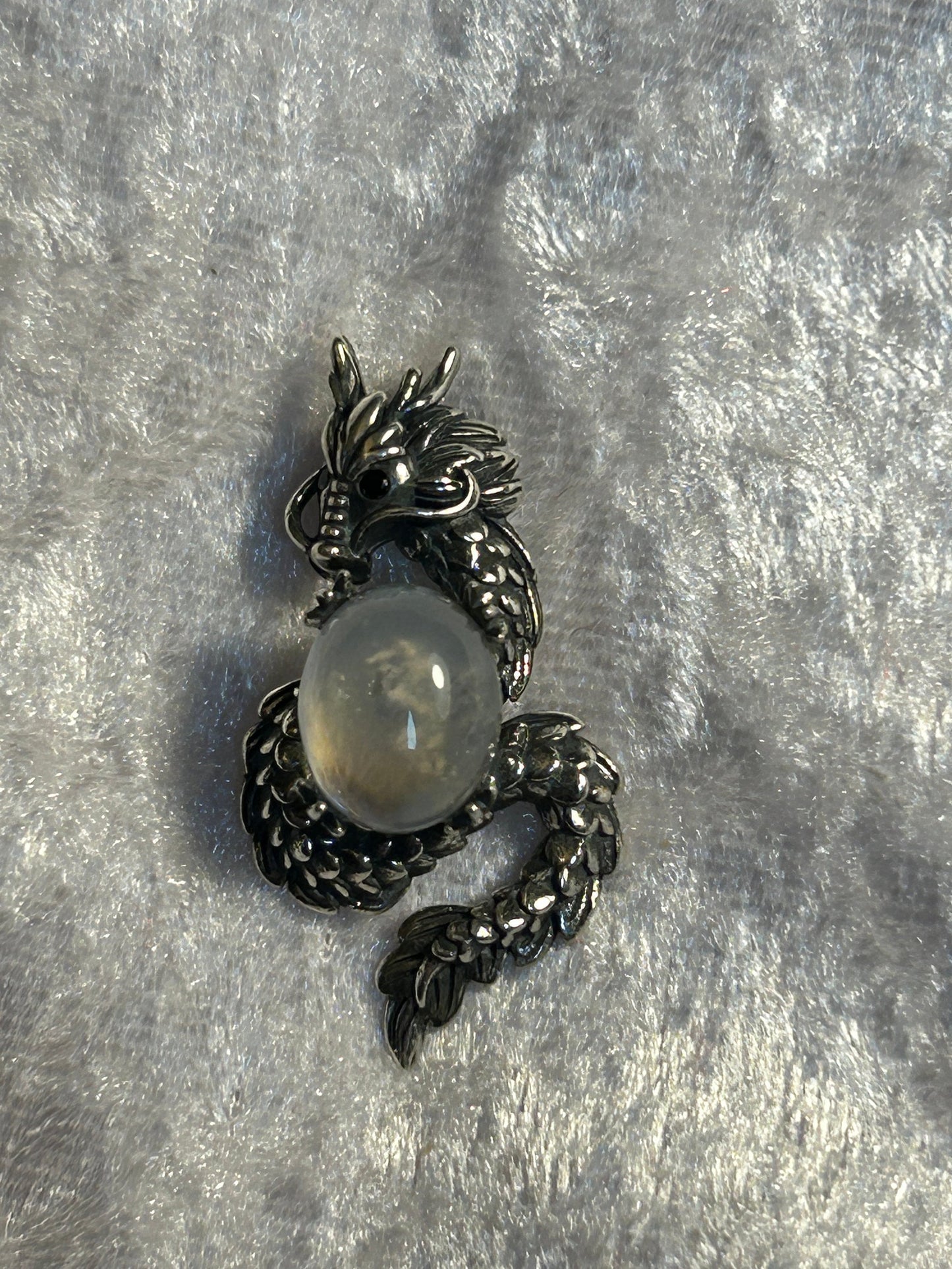 Dragon Pendant Made of 925 Silver With Labradorite Crystal Gemstone - Supplied In Gift Box