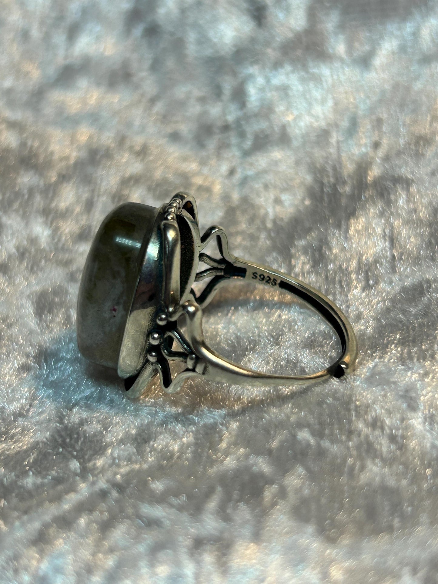 High Flash Labradorite Ring • 925 Sterling Silver • Adjustable • Gift Box