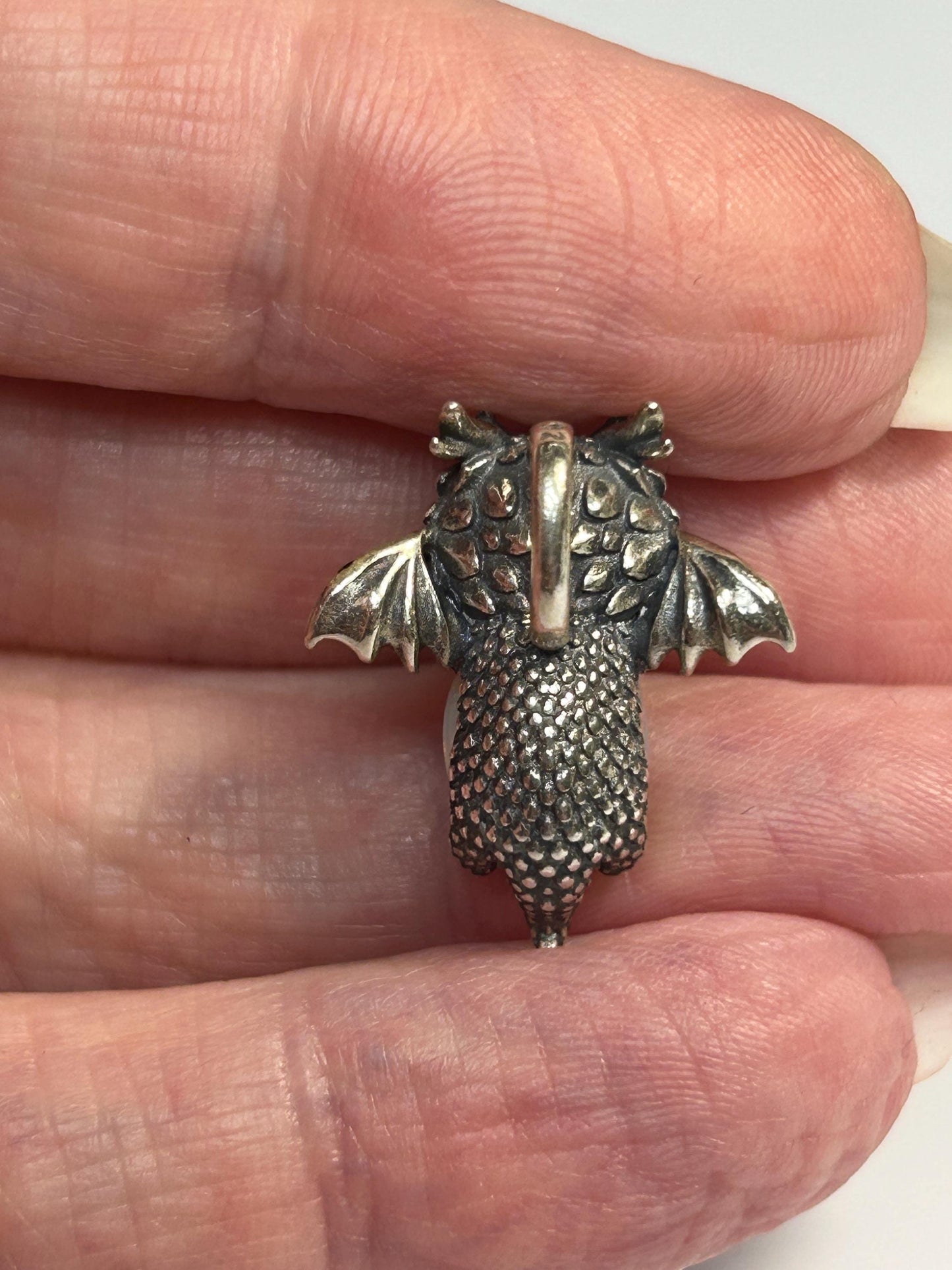 Baby Dragon Pendant with Opal Gemstone • 925 Sterling Silver • with Gift box