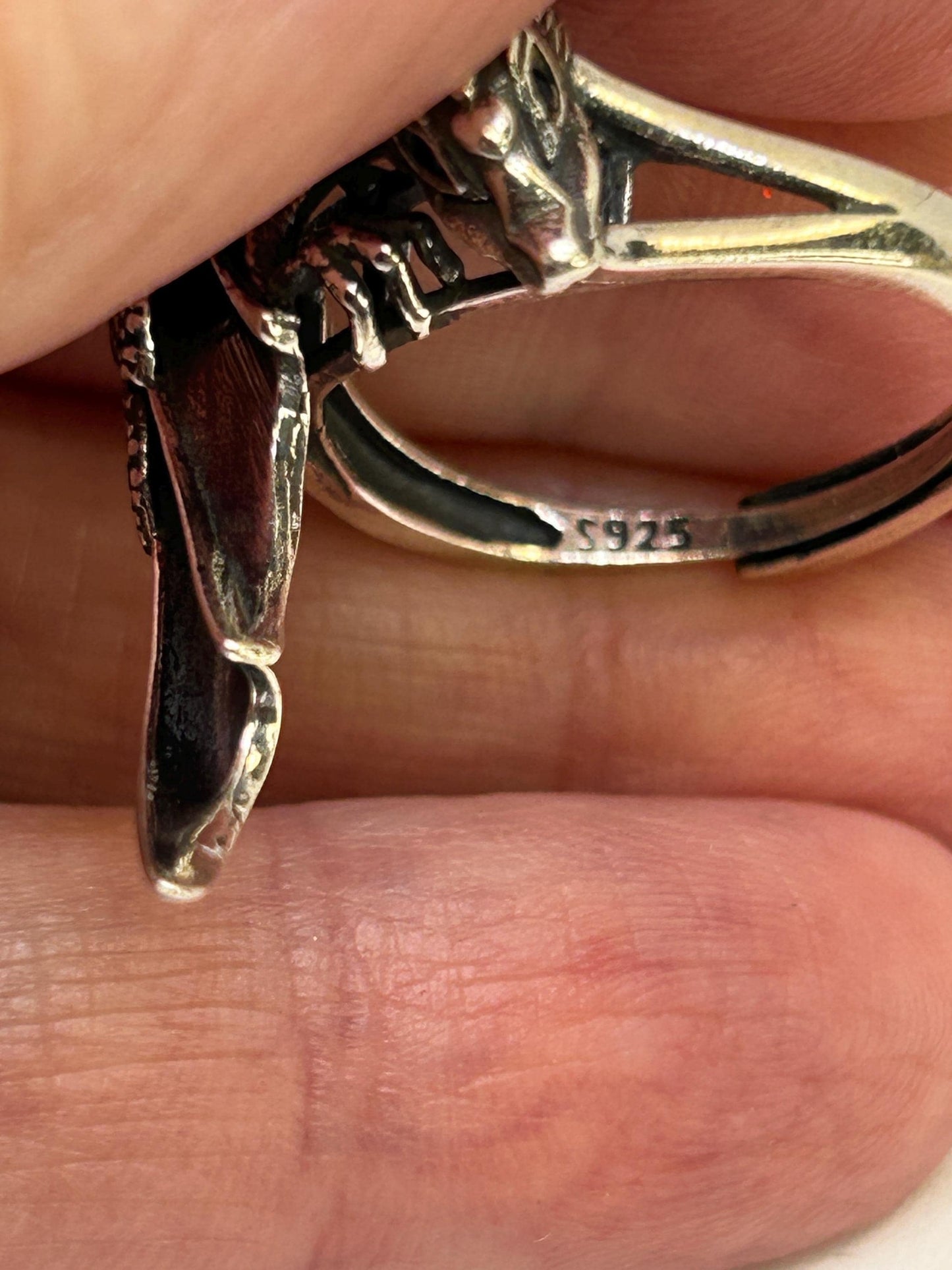 Dragon Ring with Amethyst • 925 Sterling Silver • Goth Witch Jewellery • Adjustable • Gift Box