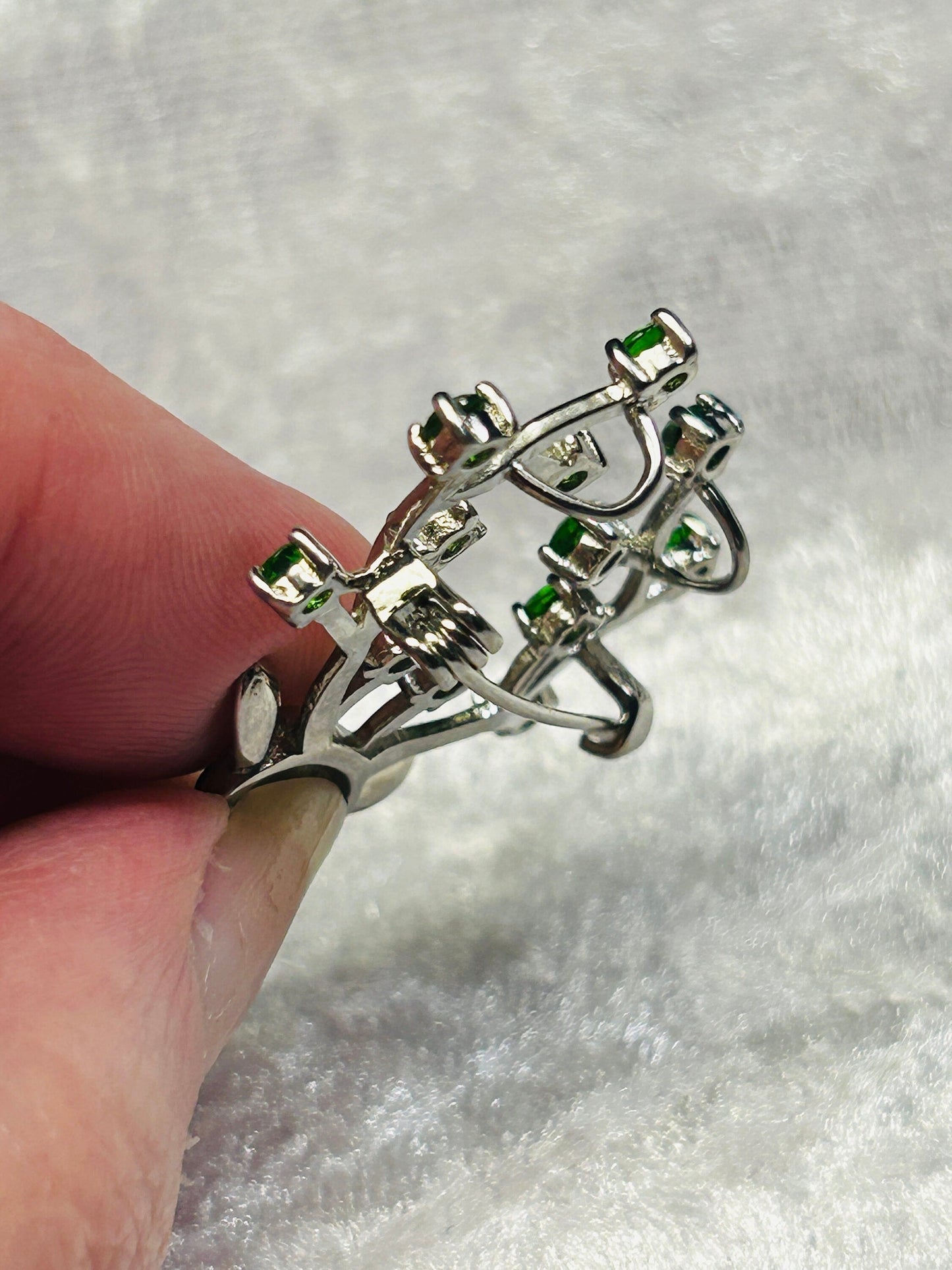 Stag Brooch with Diopside Gemstones • 925 Sterling Silver • Gift Box