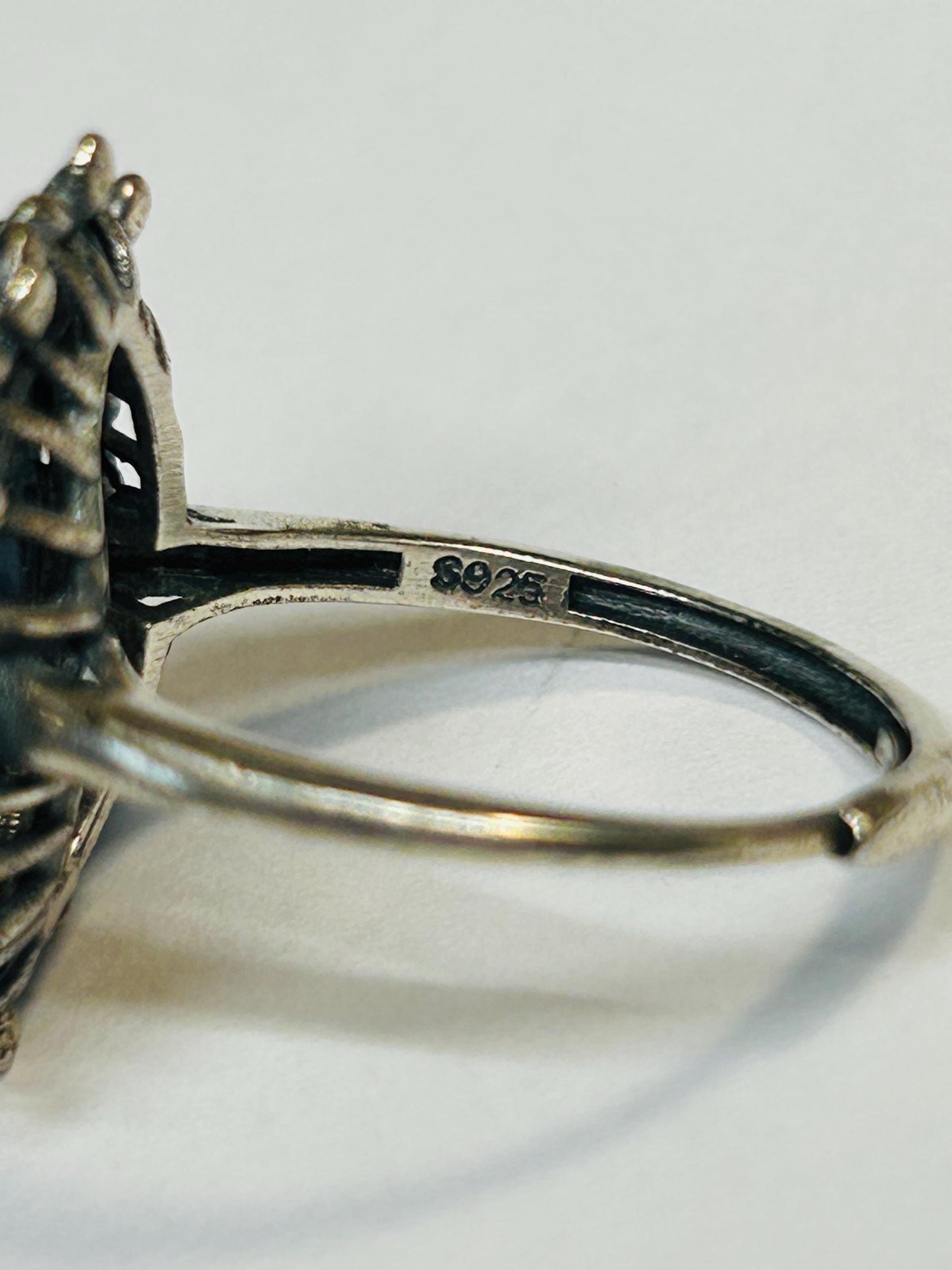 Pietersite Ring - 925 Sterling Silver - Oxidised Floral Design - Adjustable - With Gift Box