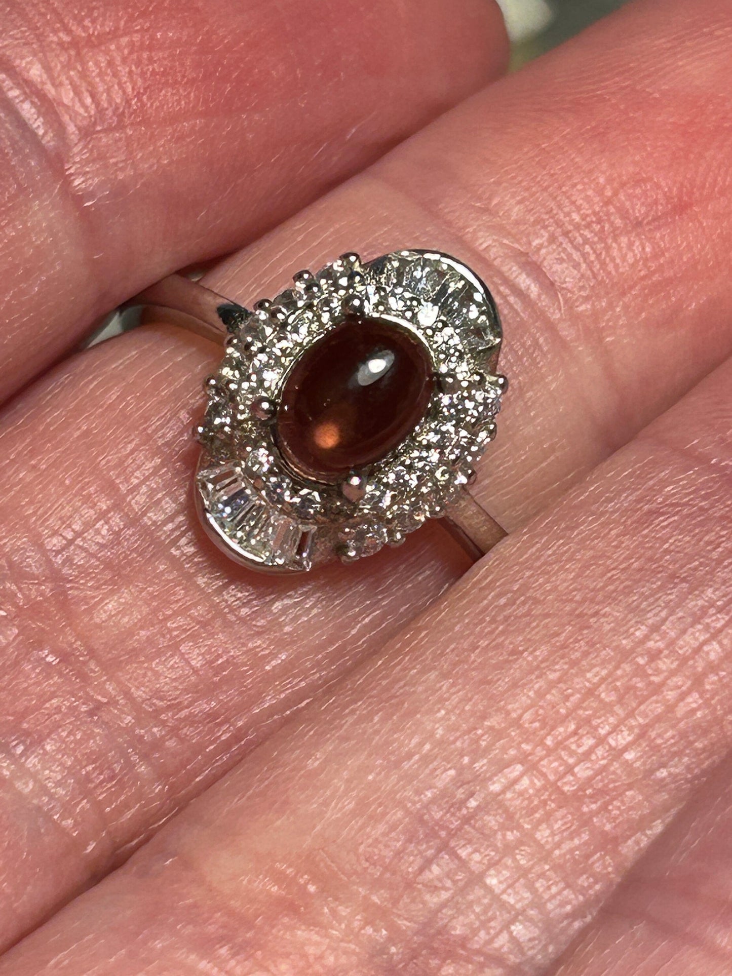 Pink Tourmaline Ring with CZ Accents • 925 Sterling Silver • Adjustable • Gift Box