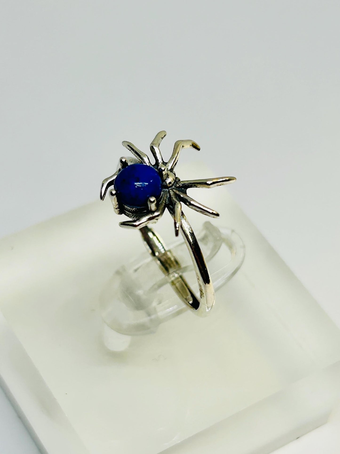 Spider Ring with Lapis Lazuli Gemstone • 925 Sterling Silver • Adjustable • Gift Box