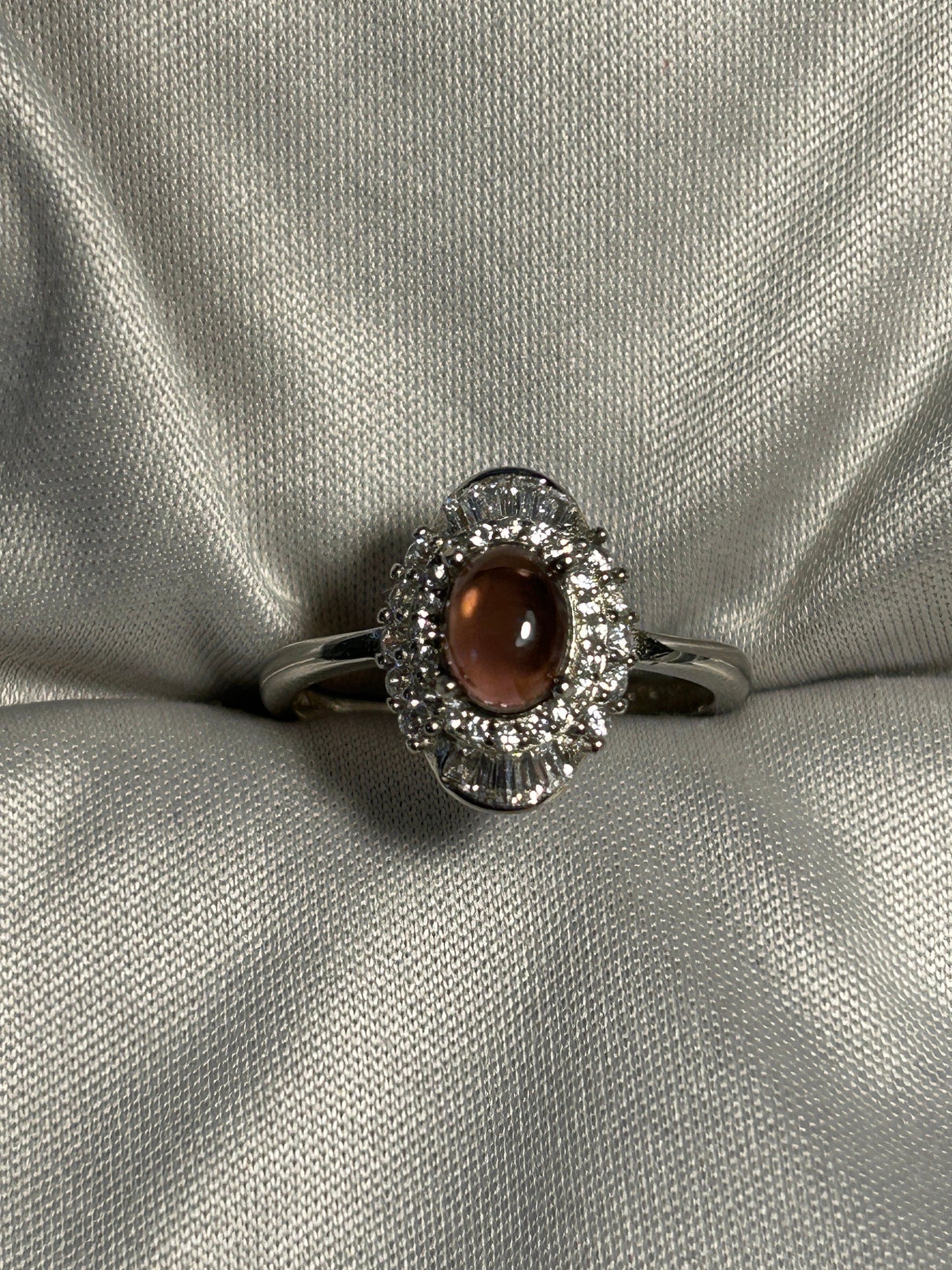 Pink Tourmaline Ring with CZ Accents • 925 Sterling Silver • Adjustable • Gift Box