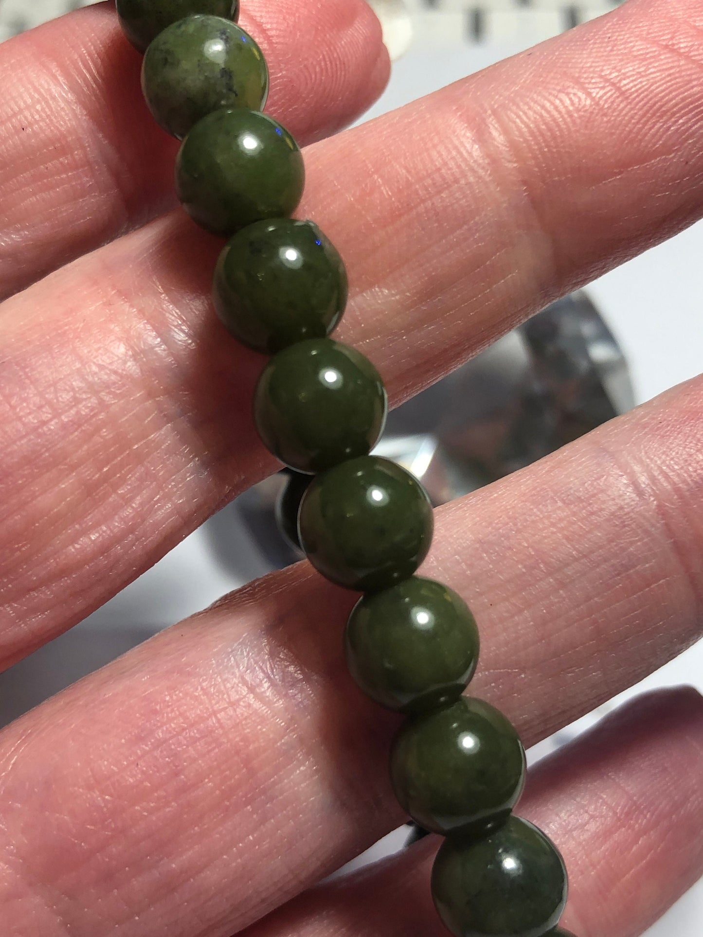 Canadian Jade Crystal Bracelet - Beaded Stretchy Bracelet With Velvet Gift Bag