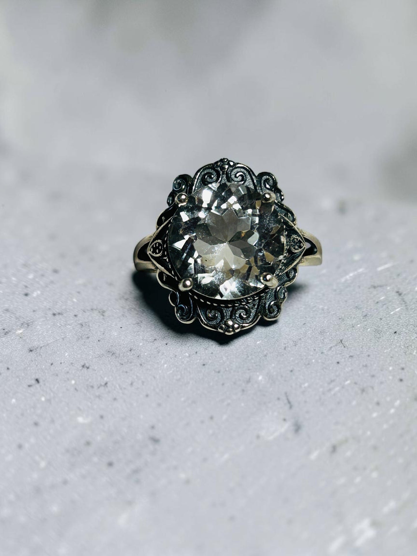 Clear Quartz Ring • 925 Sterling Silver • Adjustable • Gift box