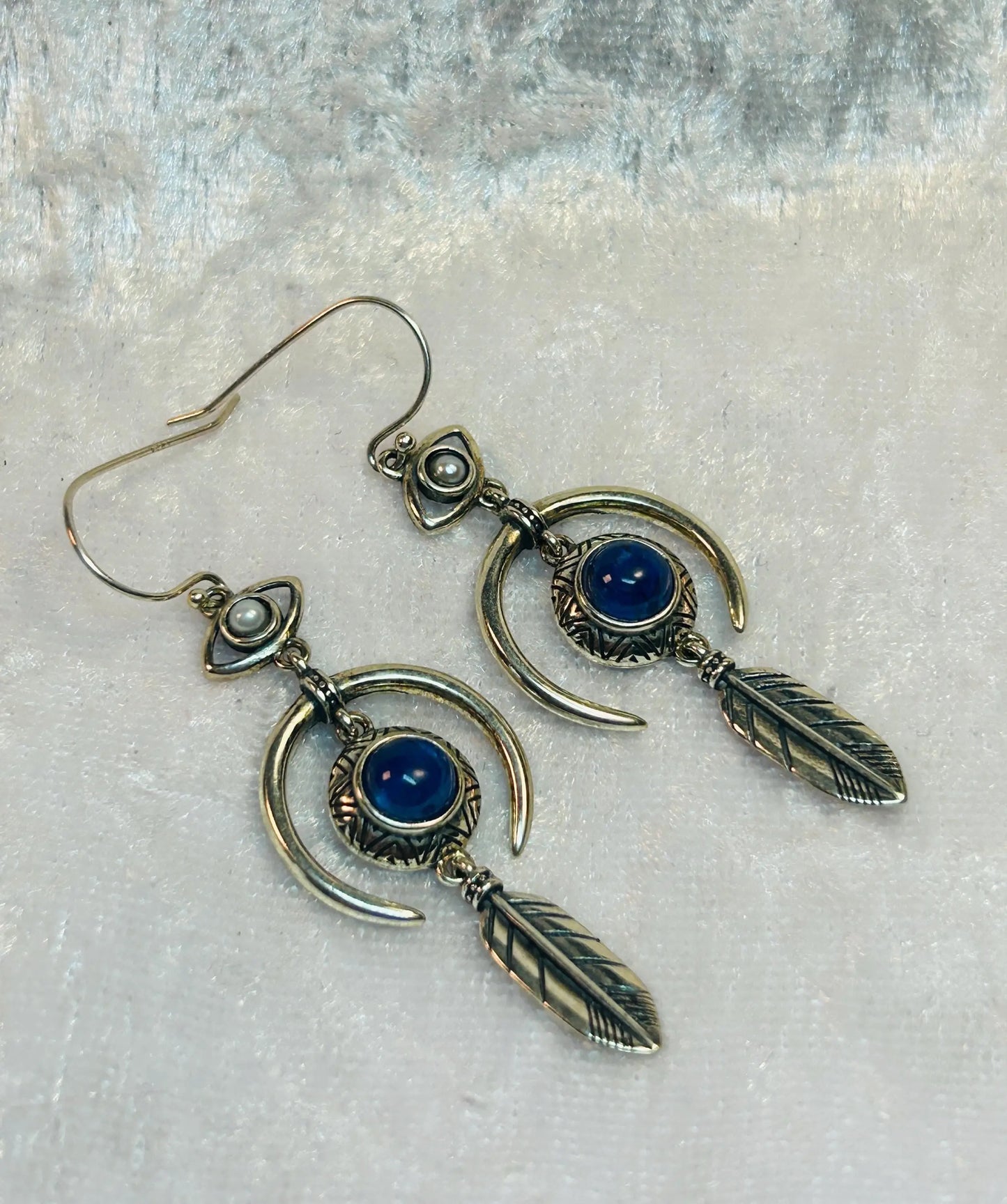 Kyanite Dropper Earrings • 925 Sterling Silver • Gift Box Celtic Dragon Jewellery