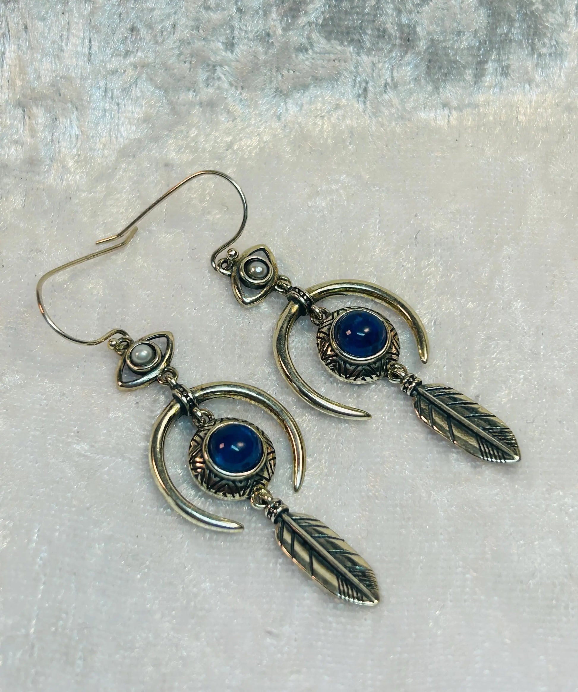 Kyanite Dropper Earrings • 925 Sterling Silver • Gift Box Celtic Dragon Jewellery
